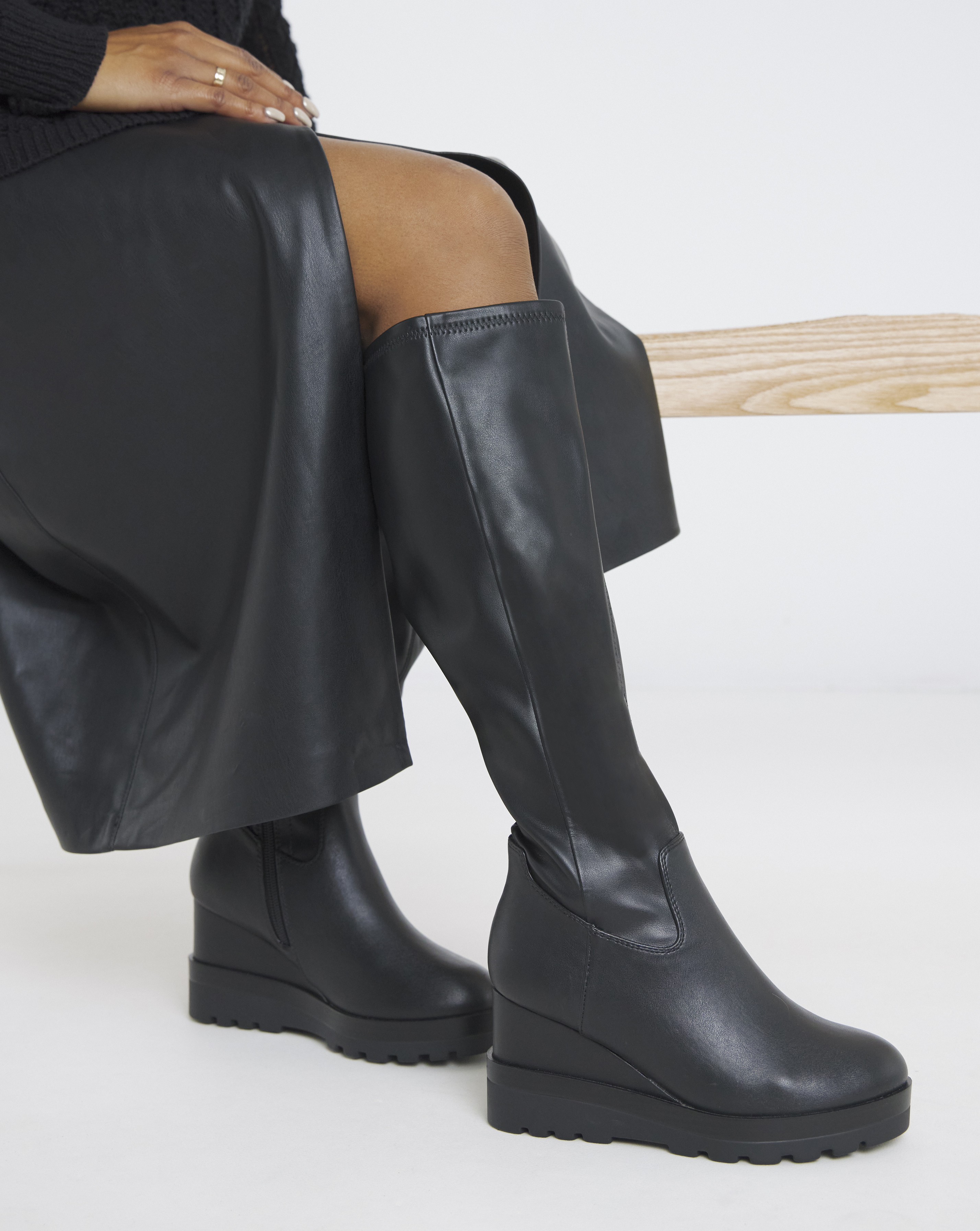 Stretch Wedge Knee High Boot Wide SC-CP