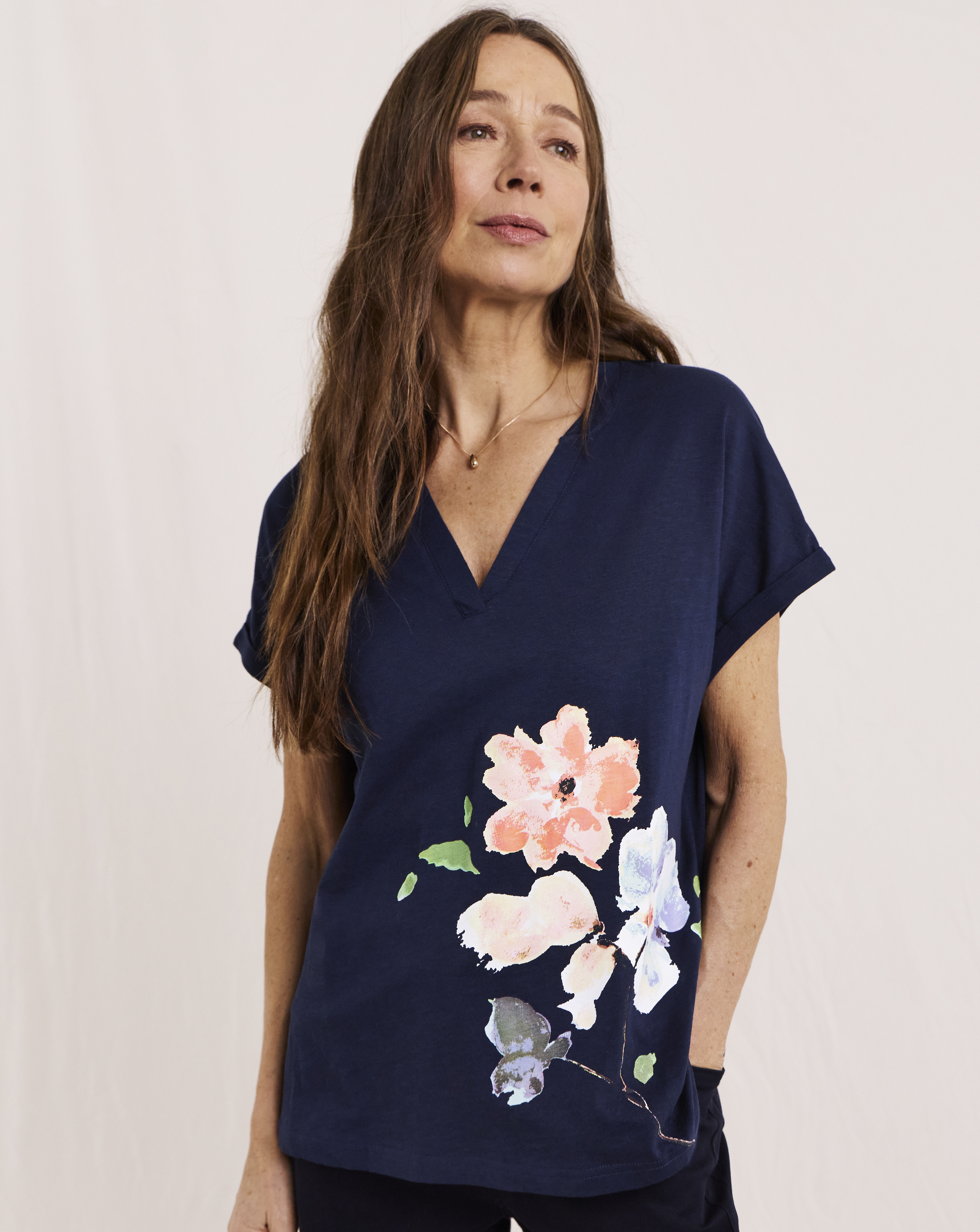 Julipa Notch Neck Cotton T-shirt