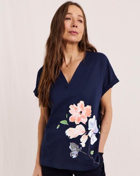 Julipa Notch Neck Cotton T-shirt