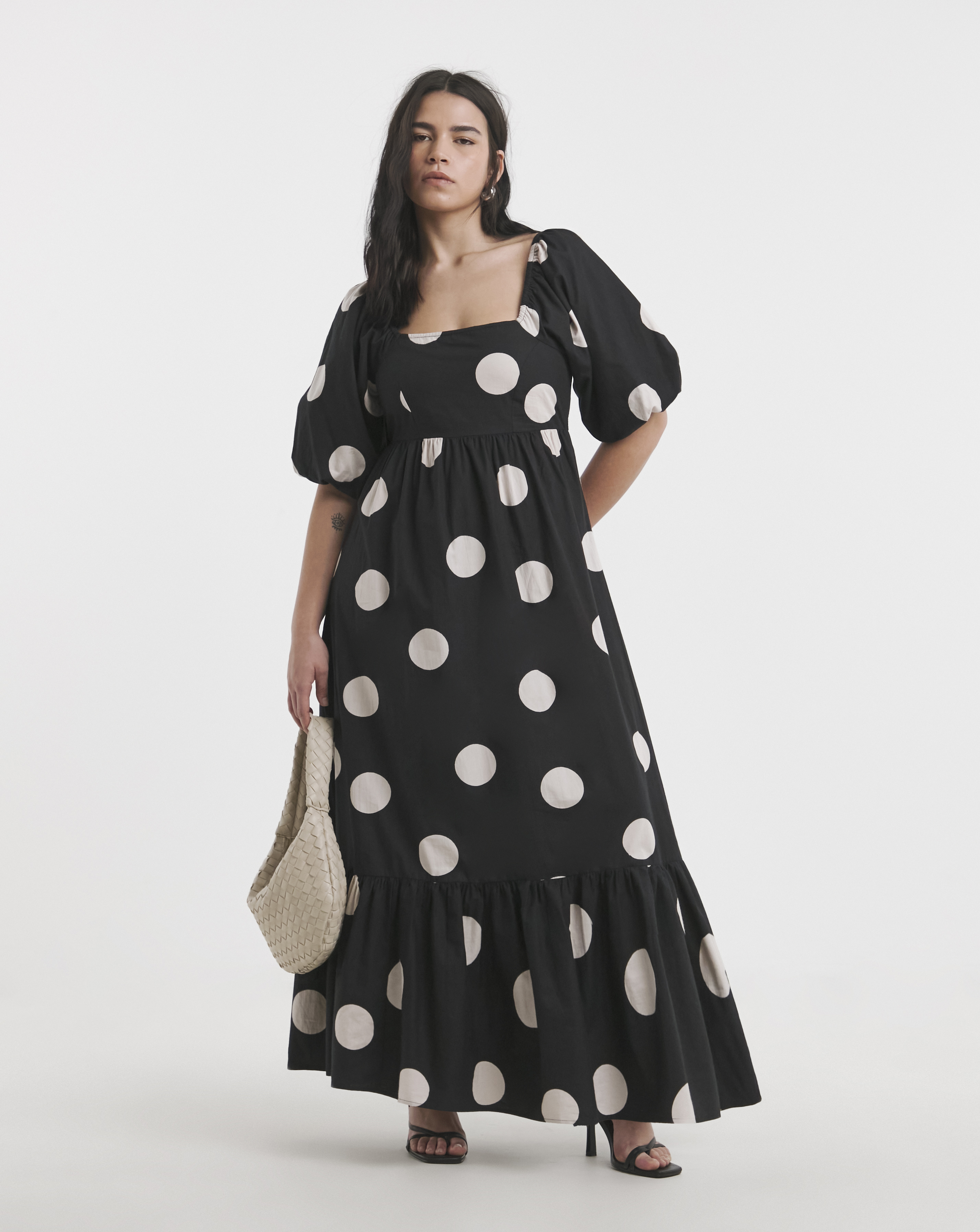 Simply Be - Women's Mono Spot Printed Cotton Maxi Dress - Size 18 - Mono - 100% Cotton