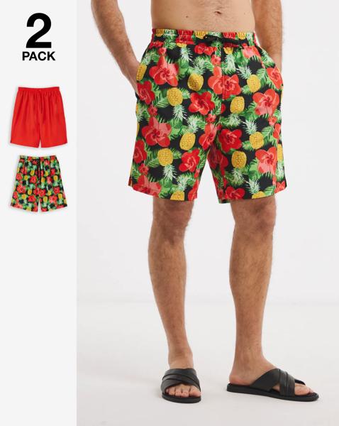 2 Pack Tropical Swim Shorts Long