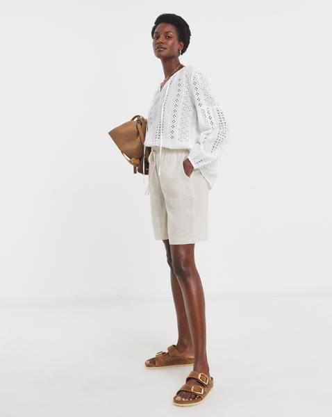 Linen Mix Knee Length Shorts