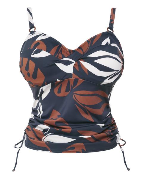 Fantasie Lake Orta Twist Tankini Top - Navy print - Size 32D - Women's