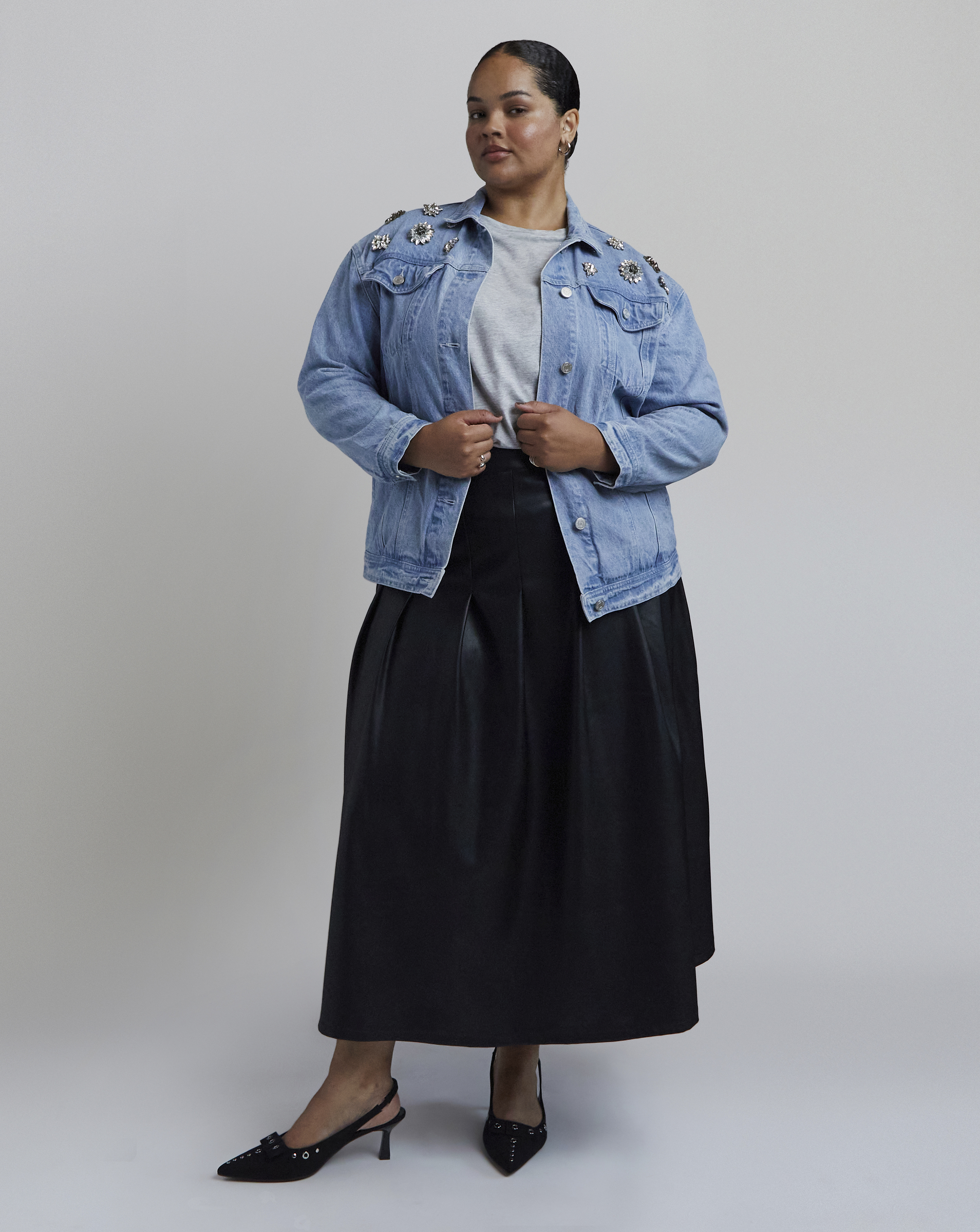PU Pleated Midaxi Skirt