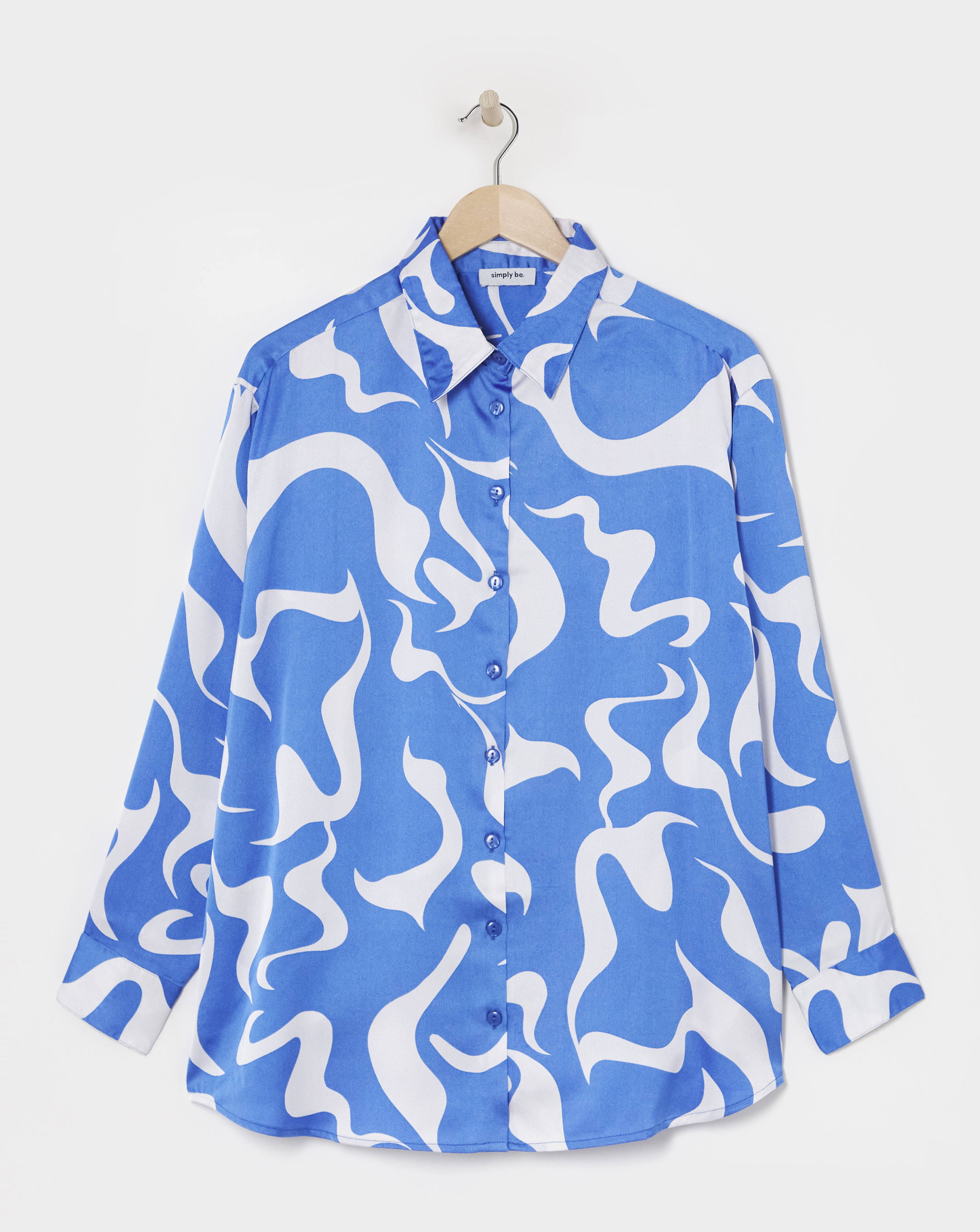 Blue Print Relaxed Satin Shirt
