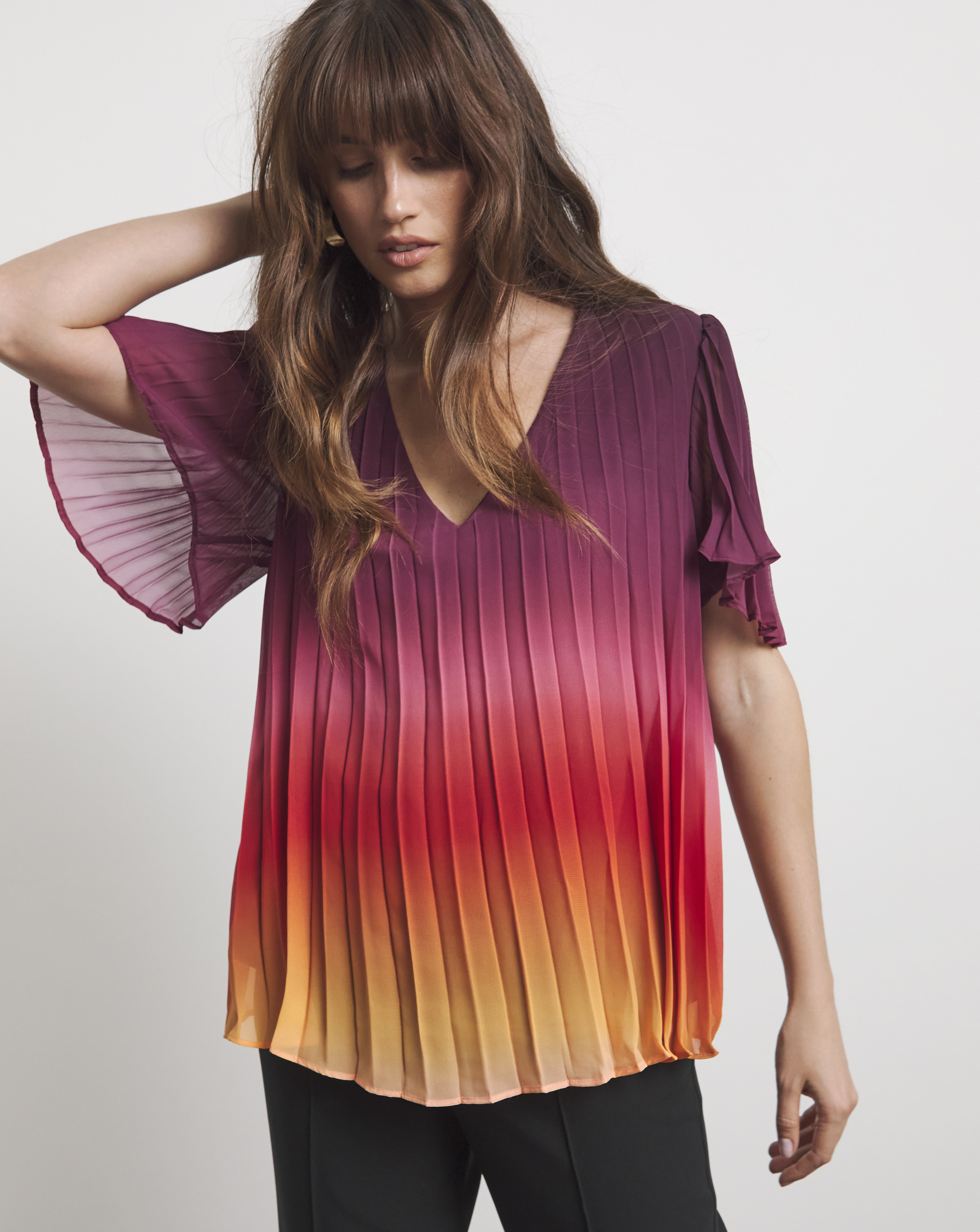Joanna Hope Ombre Pleated Blouse