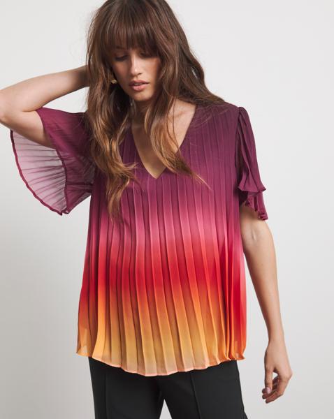 Joanna Hope Ombre Pleated Blouse
