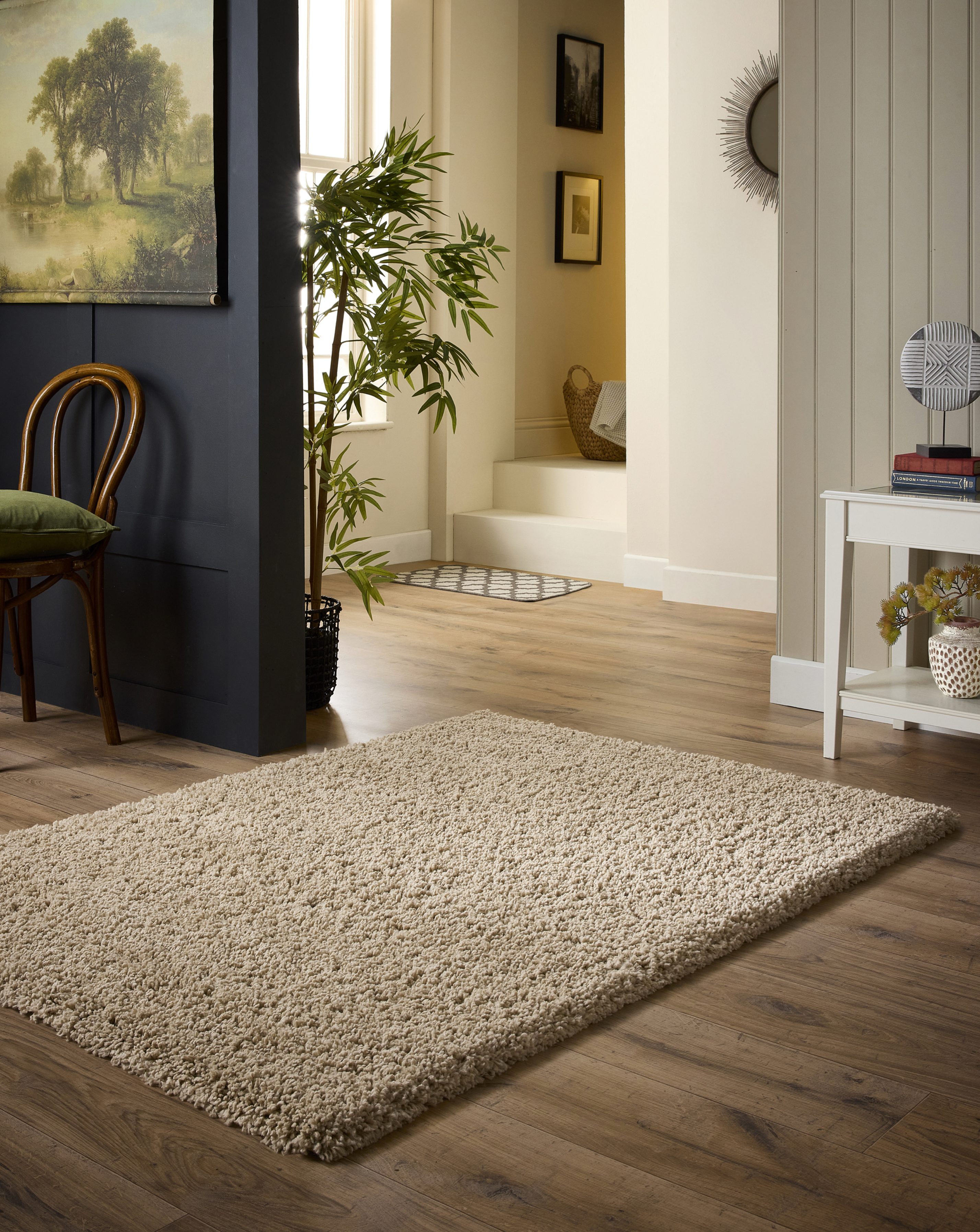 Origins Hadley Shaggy Mix Cosy Rug - Beige Grey - 80x150cm - 100% Polypropylene