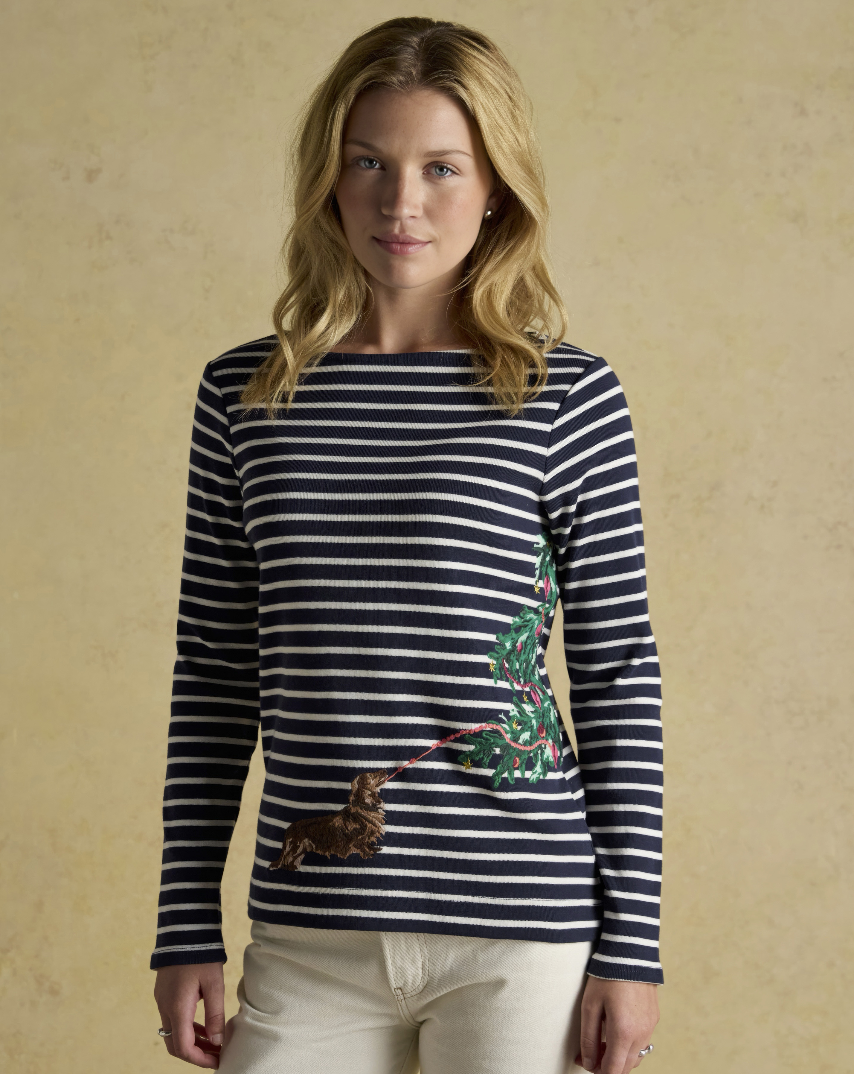 Joules Navy Multi Festive Dog Harbour - Size 8