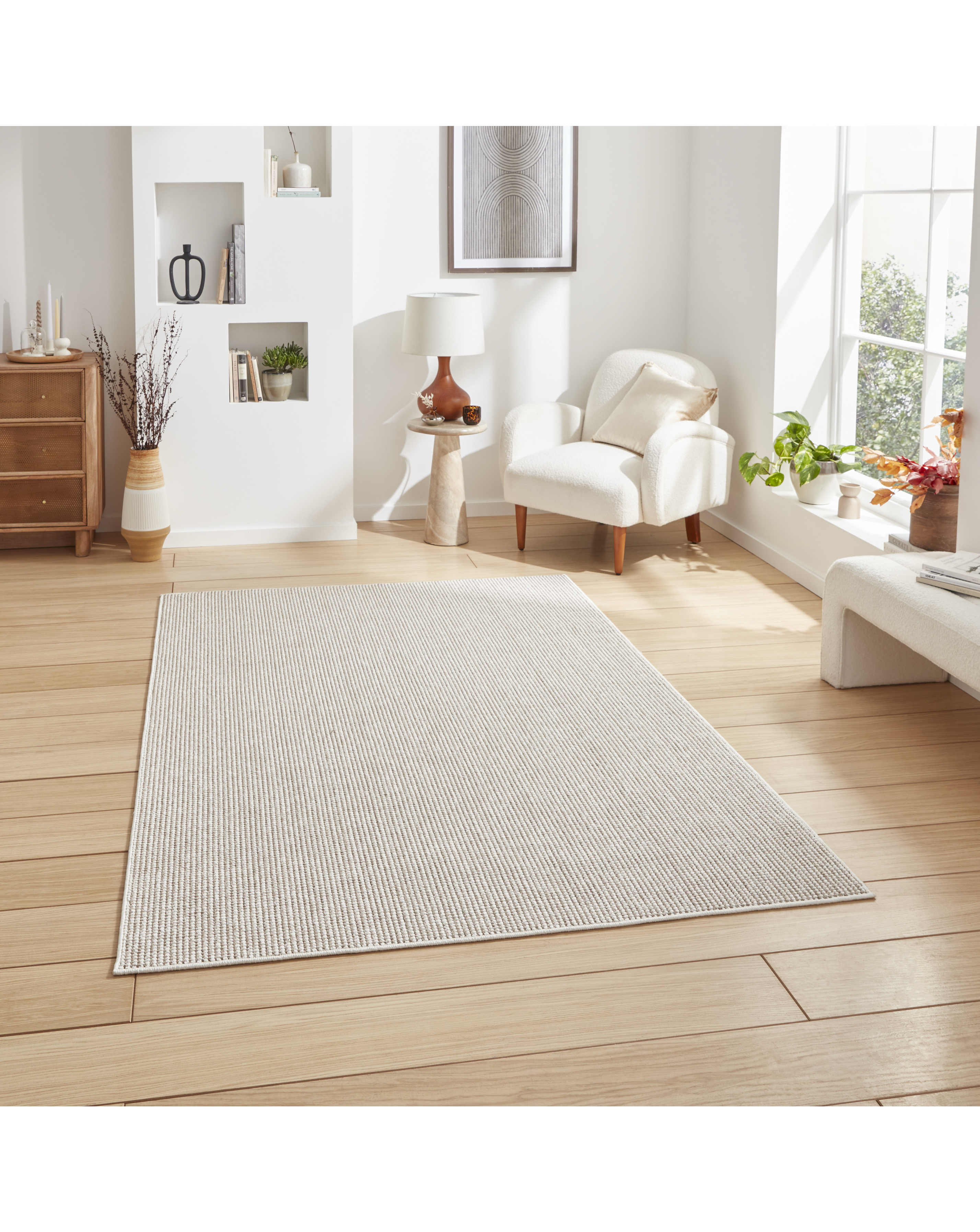 Think Rugs Men's White,Brown Boucle Rug