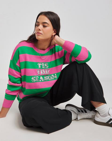 Tis The Season Sequin Stripe Jumper