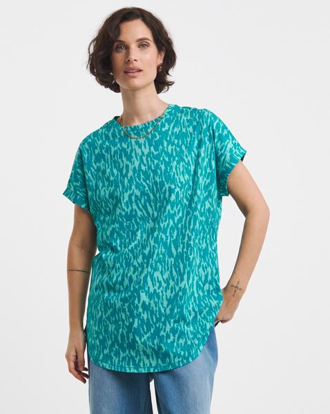 Longline Curved Hem Short Sleeve Top