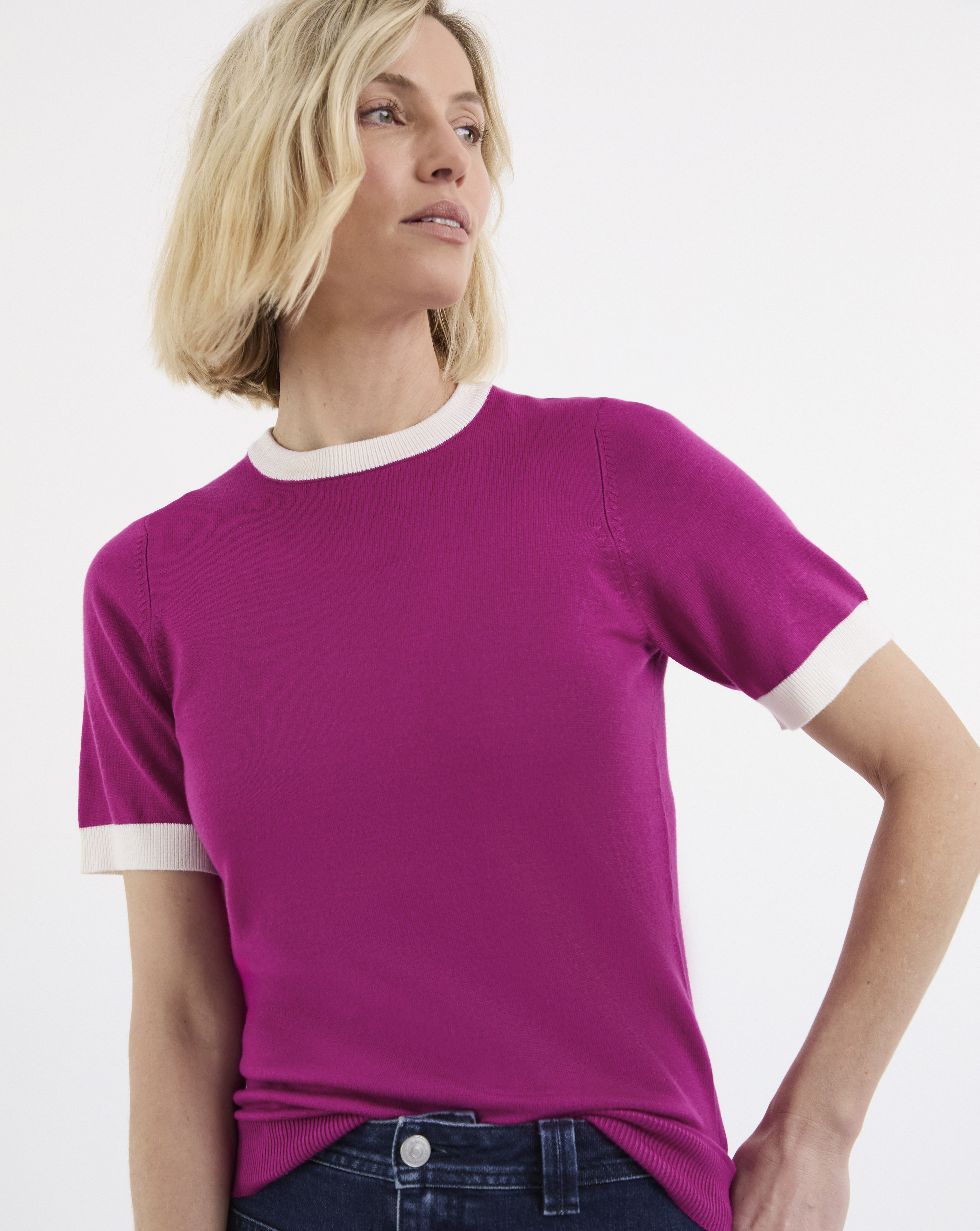 Contrast Tipping Knitted T-shirt