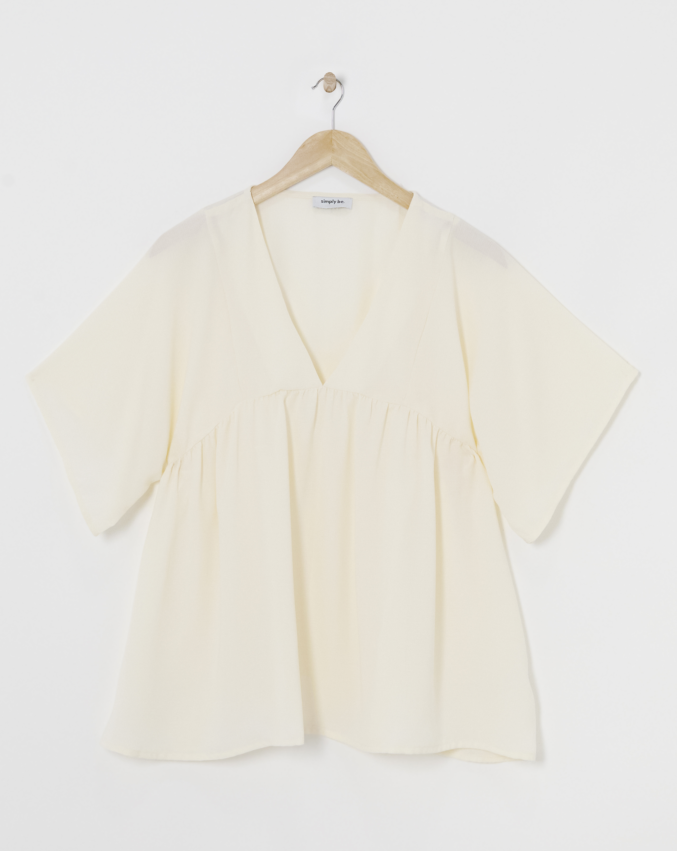 Cream V Neck Smock Top