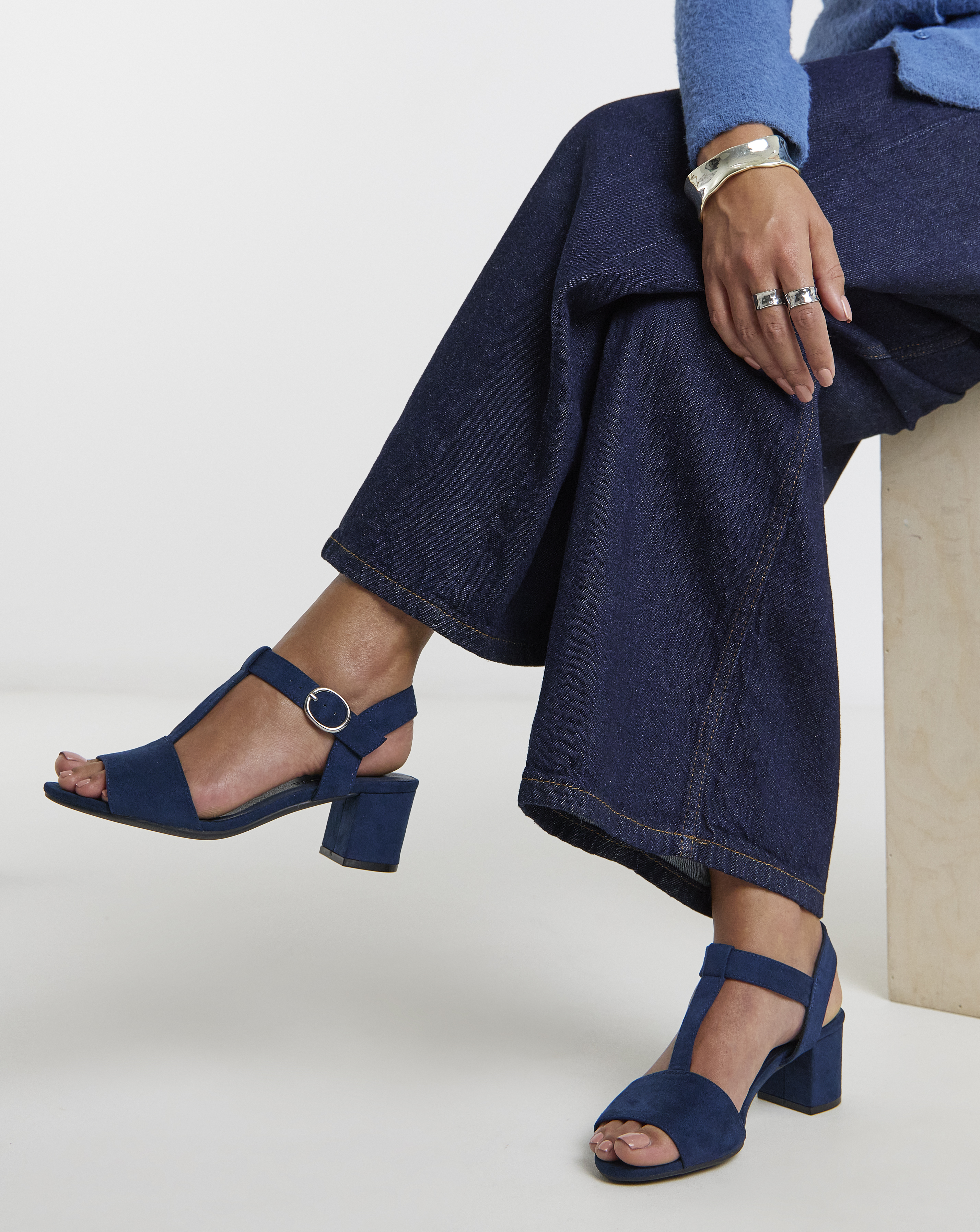 T Bar Heeled Sandals Extra Wide