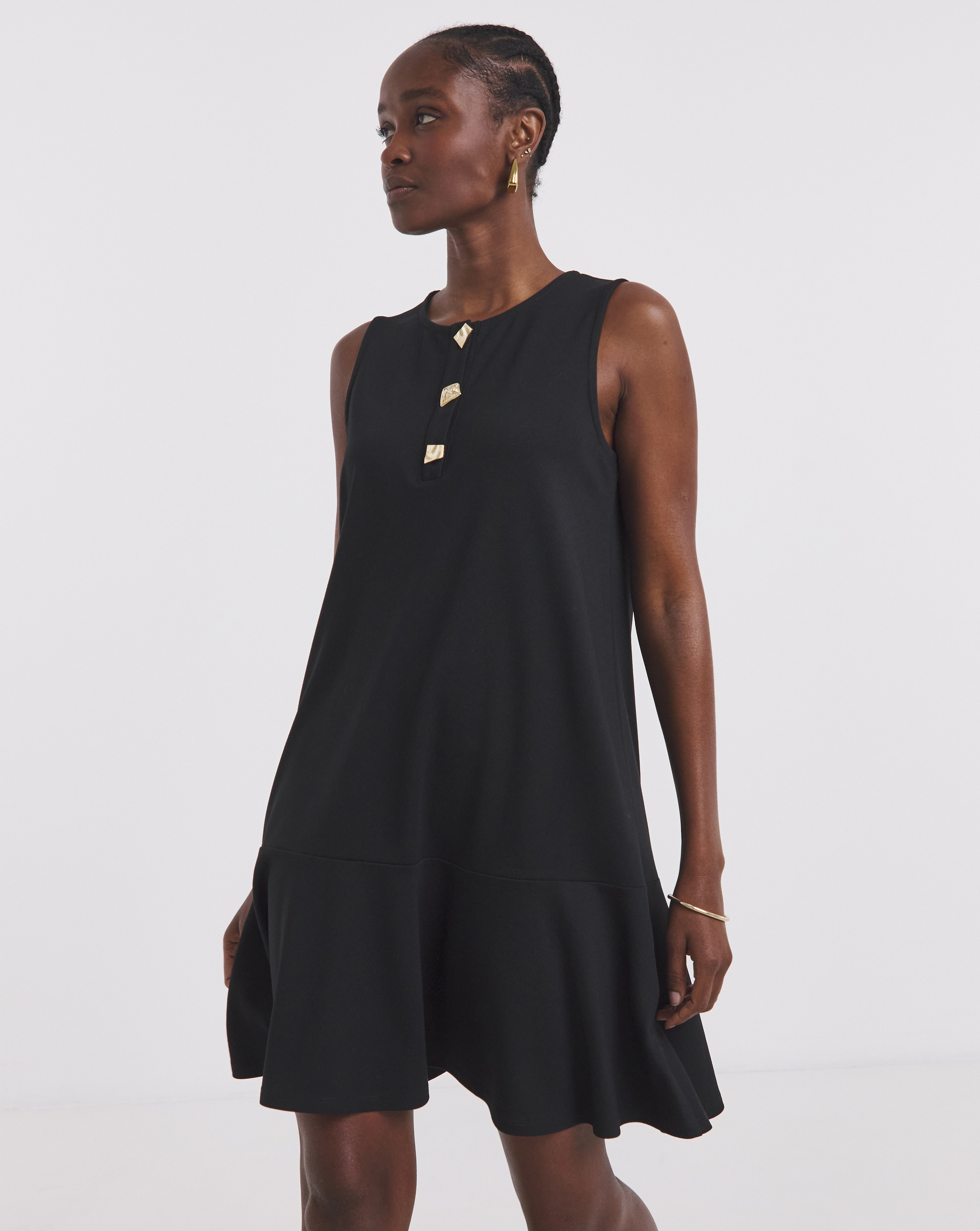 Black Ponte Shift Dress