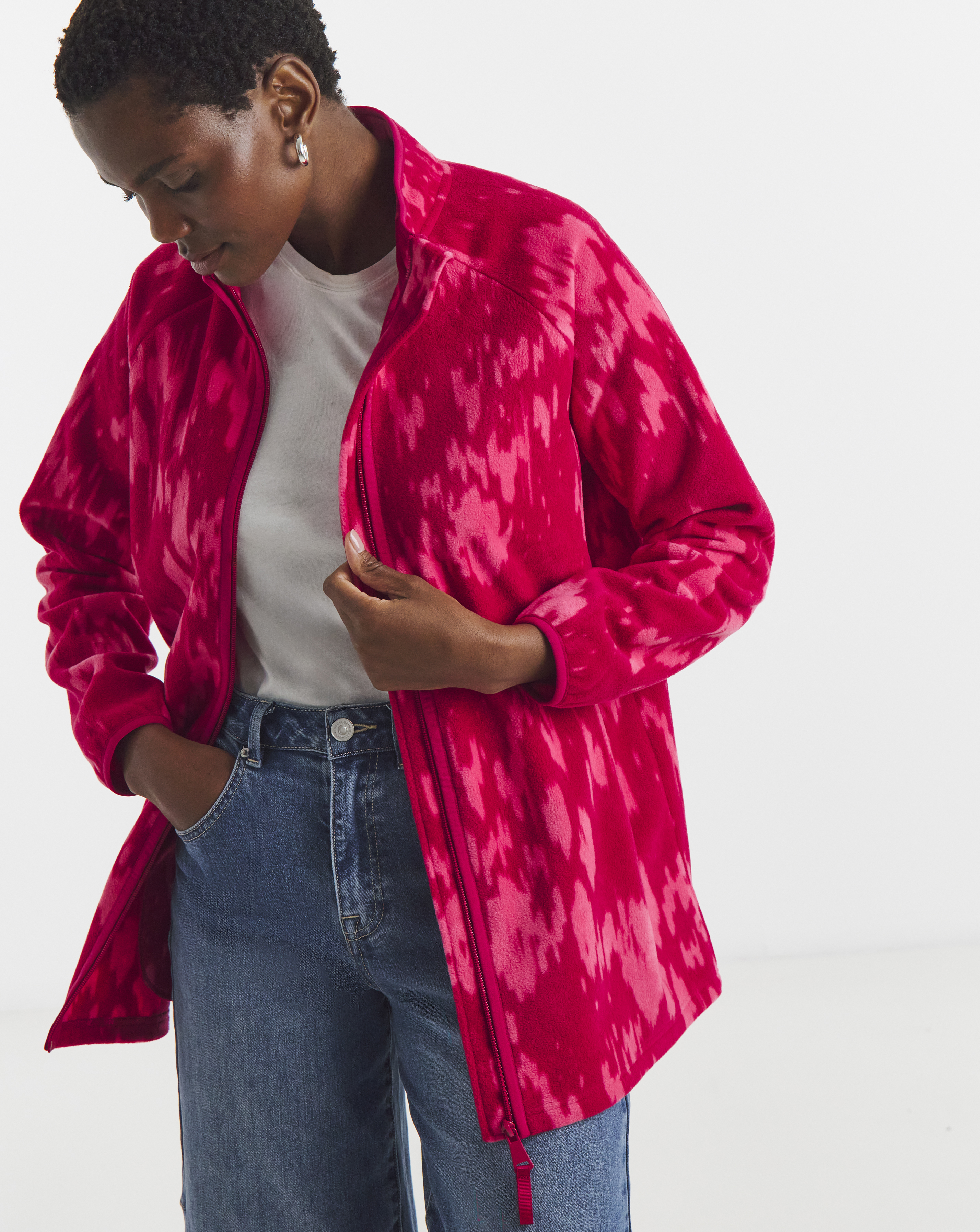 Zip Through Longline Fleece