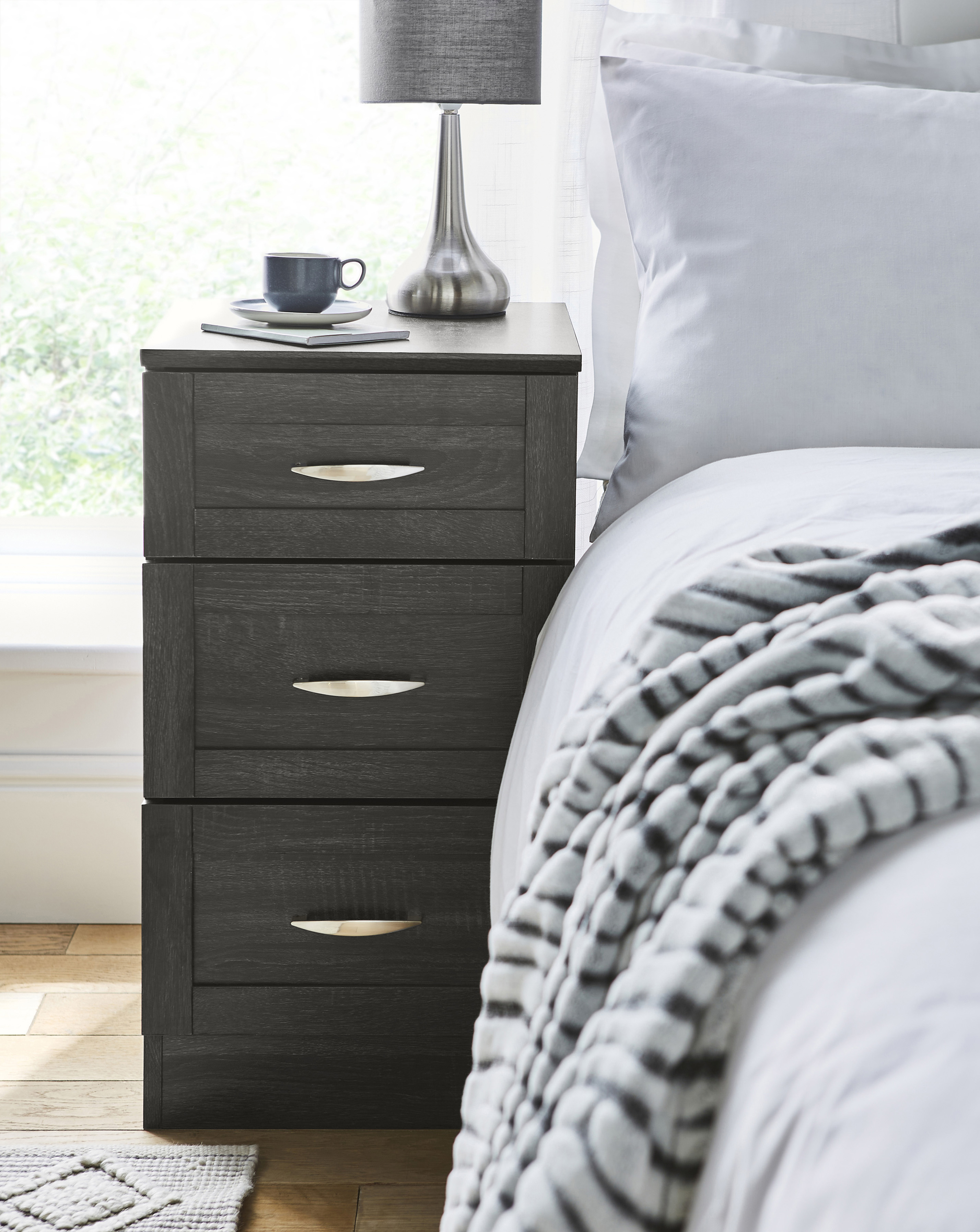 Kingston 3 Drawer Bedside Table
