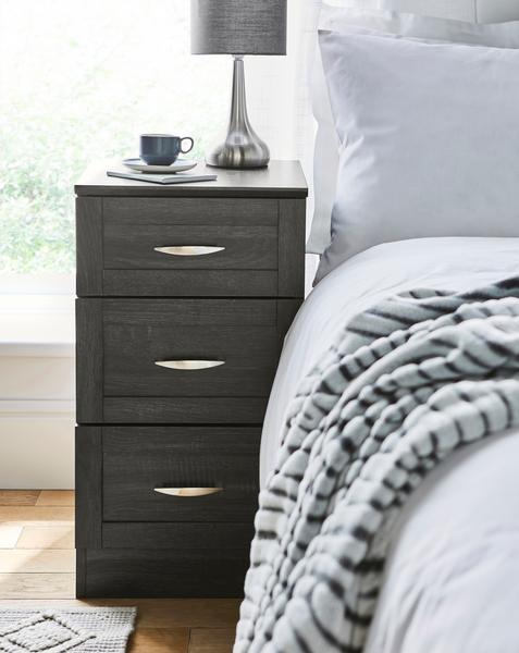 Kingston 3 Drawer Bedside Table