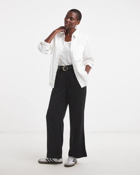Black Lyocell Wide Leg Jeans