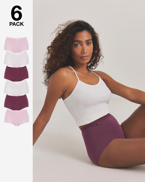 Sloggi 6Pk Basic Maxi Briefs Plum Multi