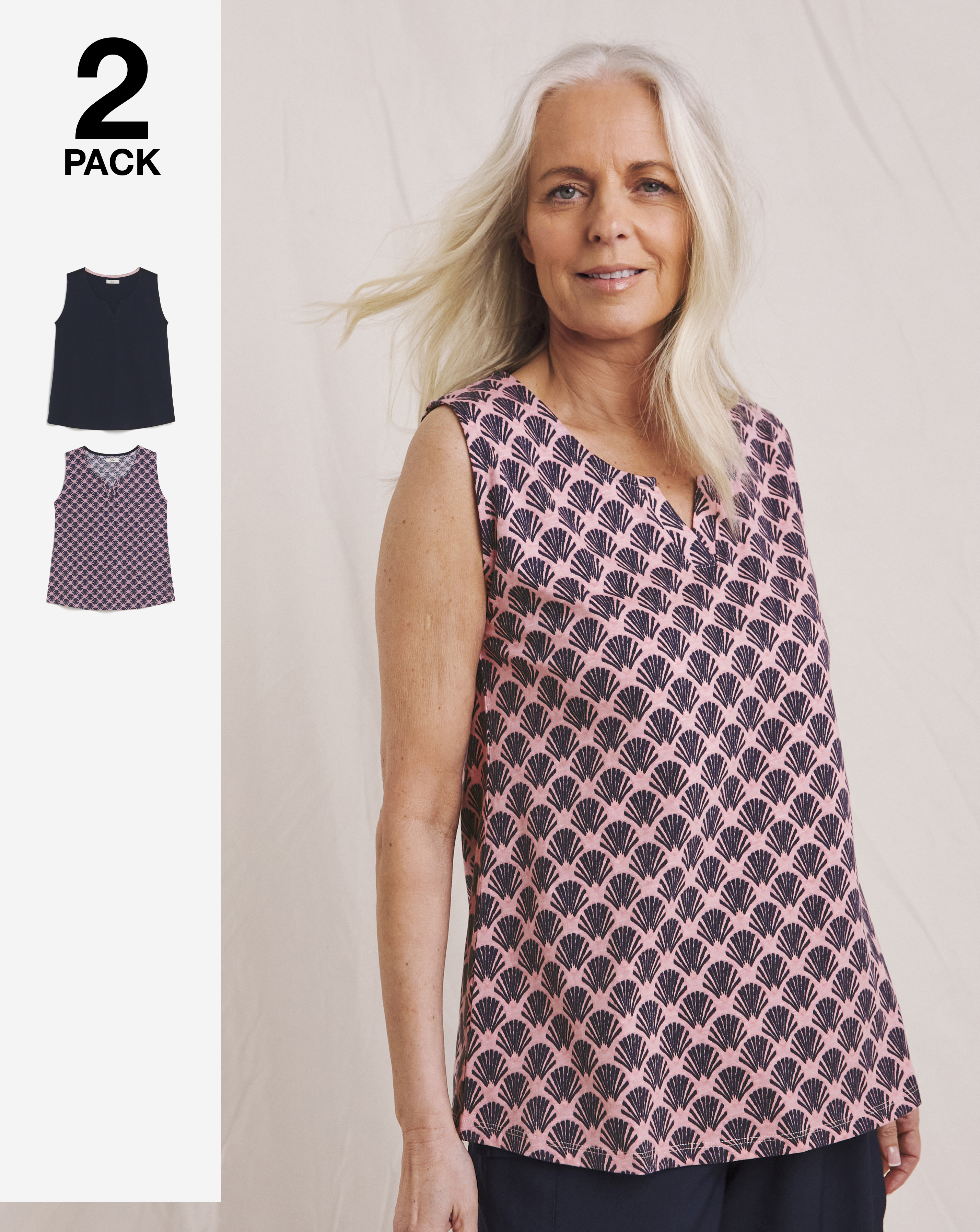 Julipa Pure Cotton Printed 2 Pack Vest