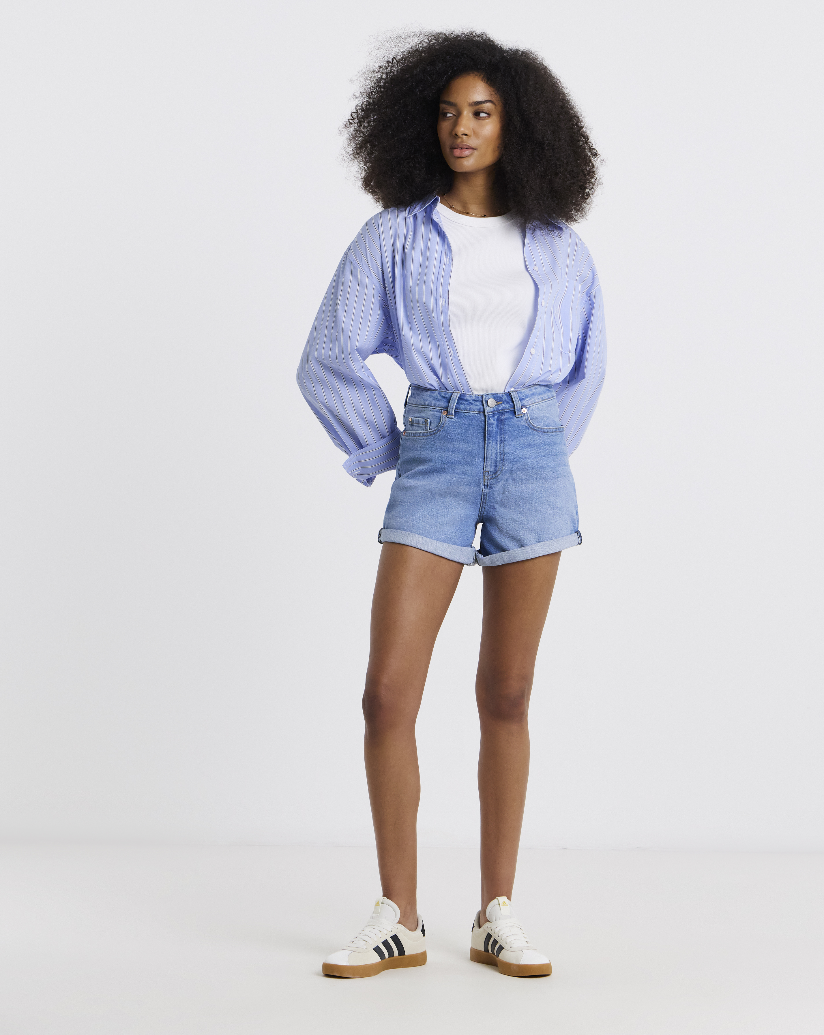 Light Blue 99/1 Loose Mom Shorts