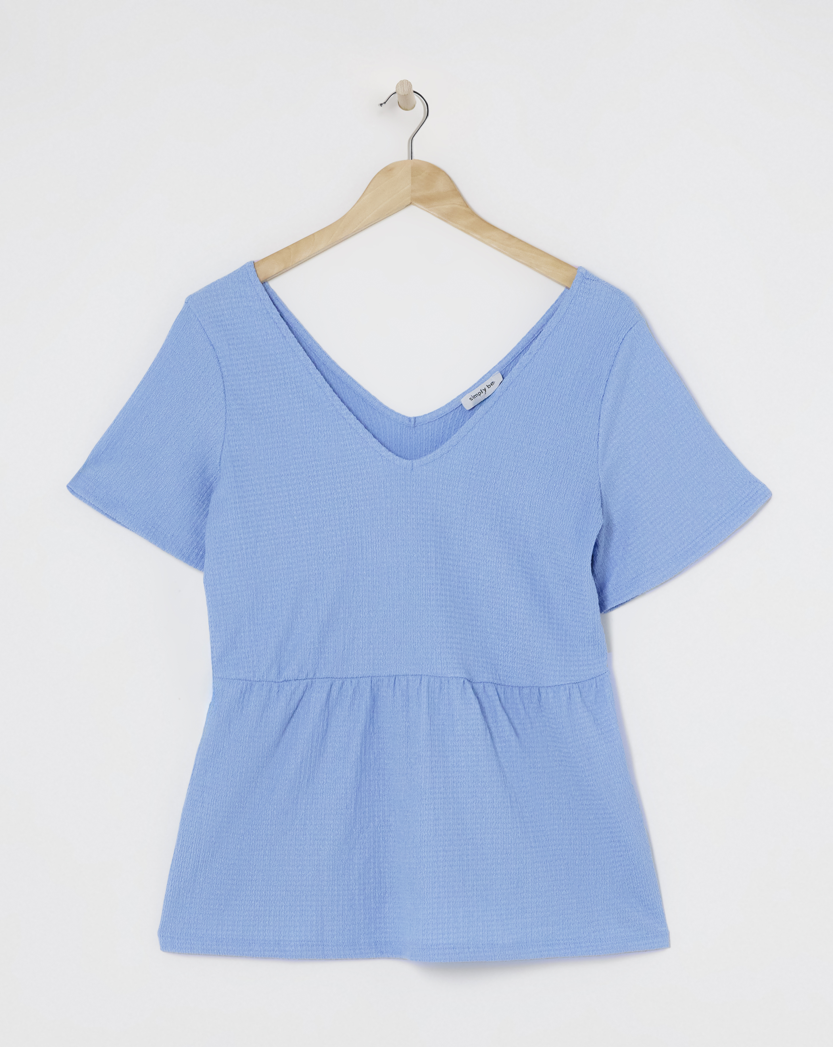 Blue Textured Peplum Top