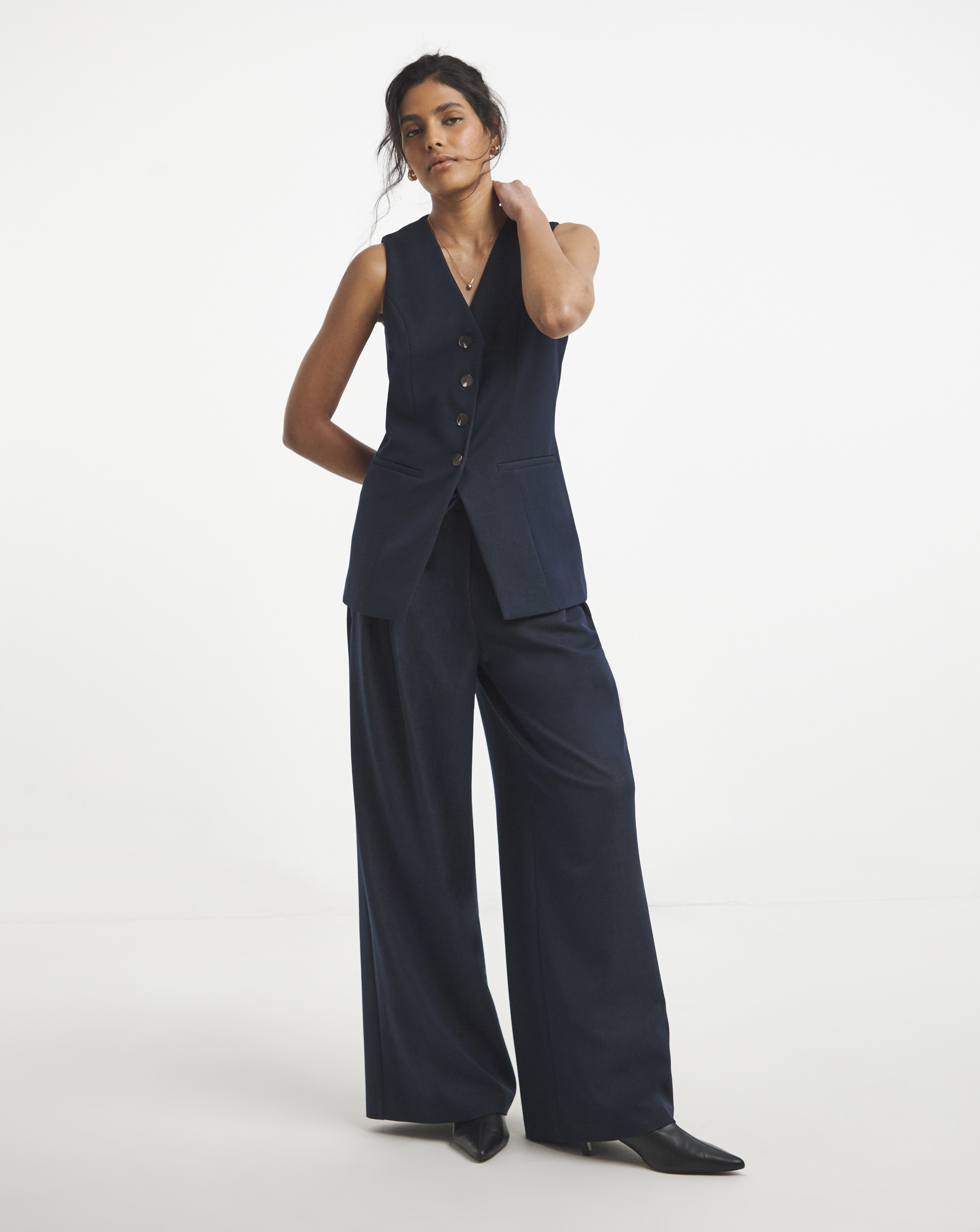 Simply Be Indigo Denim Look Wide Trouser