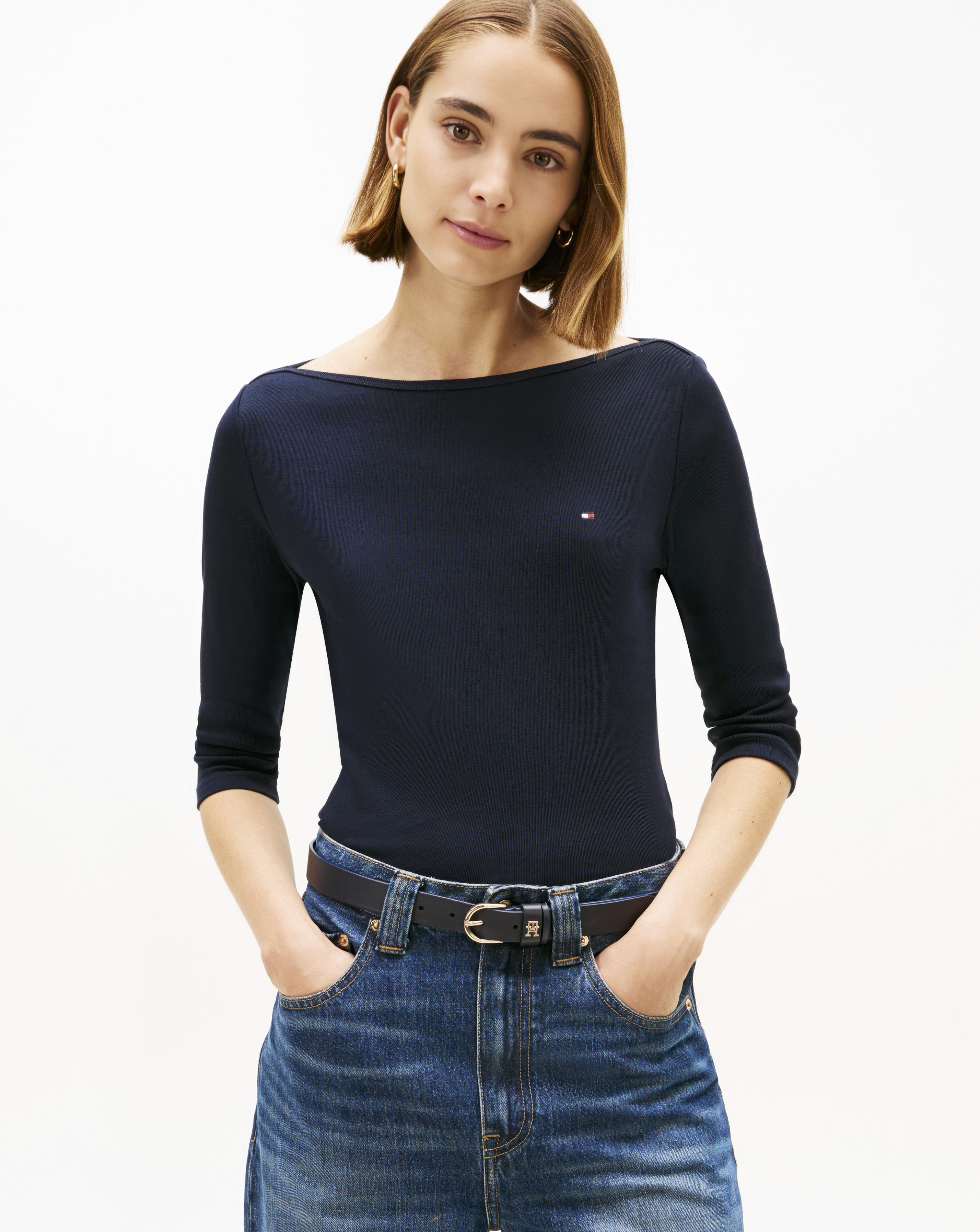 Tommy Hilfiger Slim Boat Neck Tee - Navy