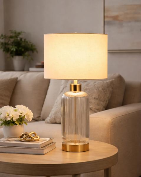 Ribbed Glass Table Lamp