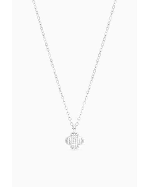 Rhodium Plated Micro Pave Clover Pendant