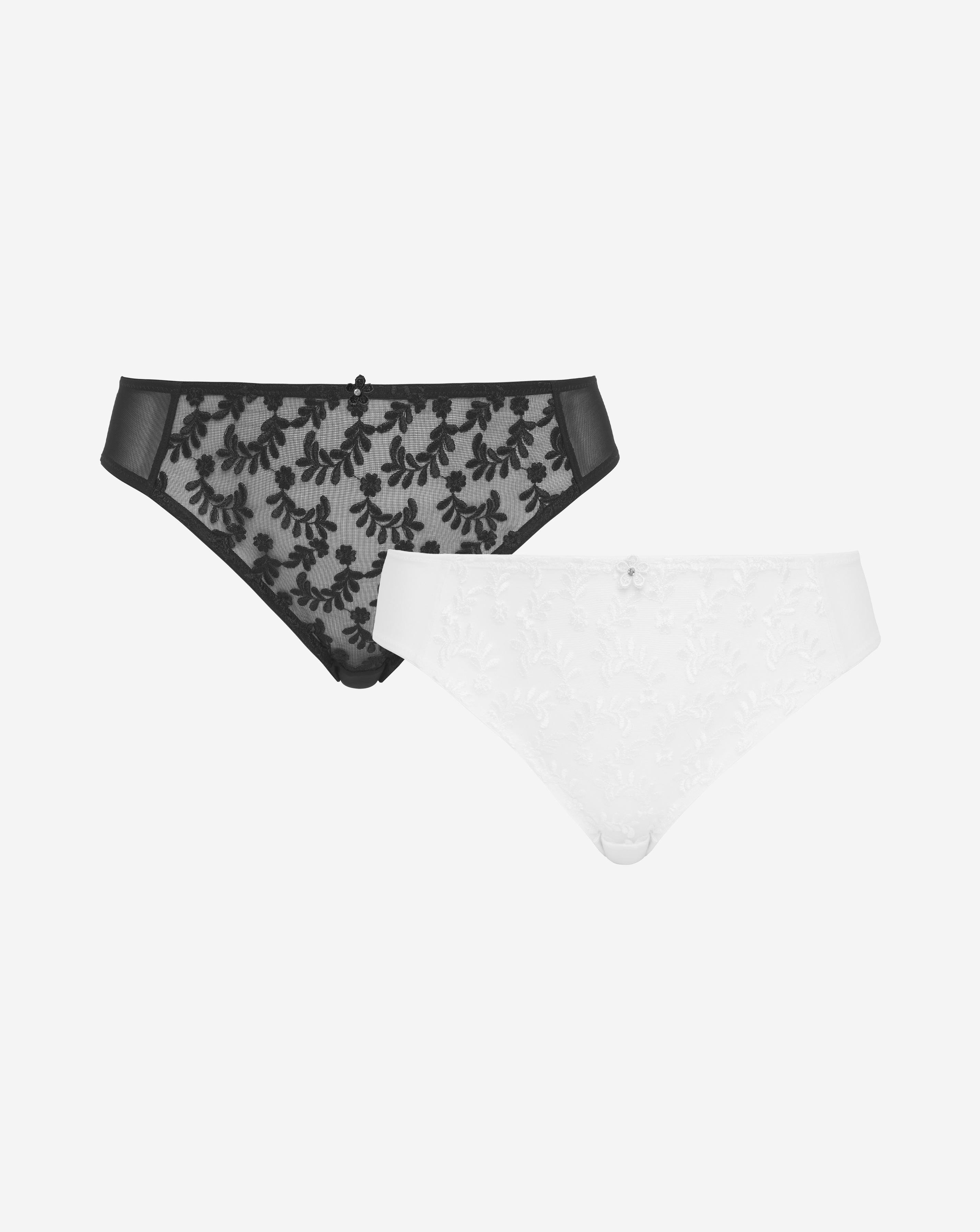 Pretty Secrets Plus Size 2 Pack Lesley Everyday Mid Brief In Black/white | UK Size 32 Women's