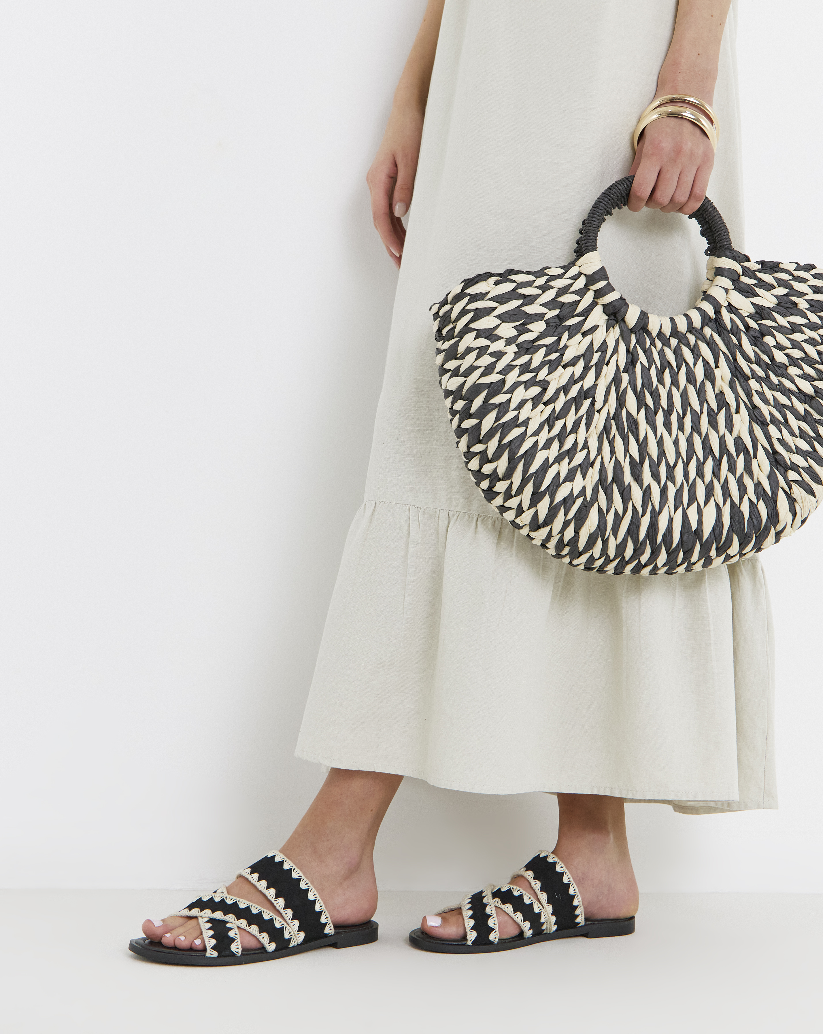 Whipstitch Flat Sandals Extra Wide