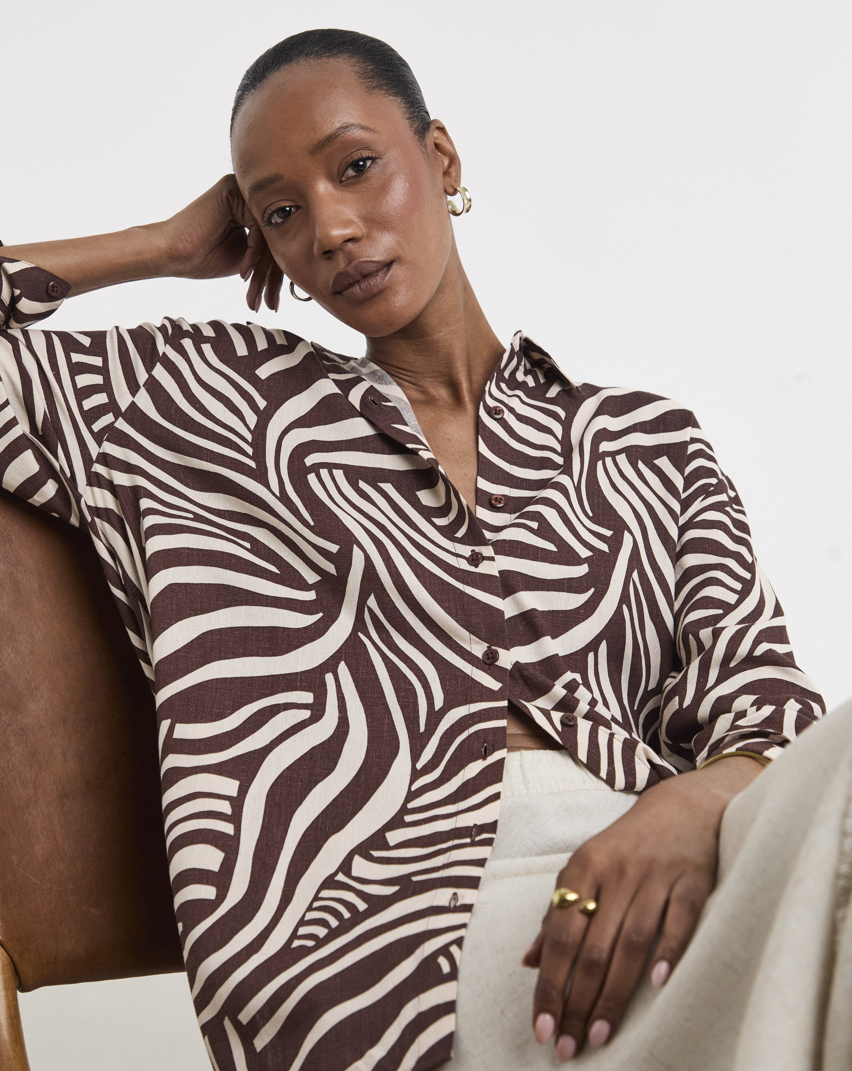 Printed Linen Mix Shirt