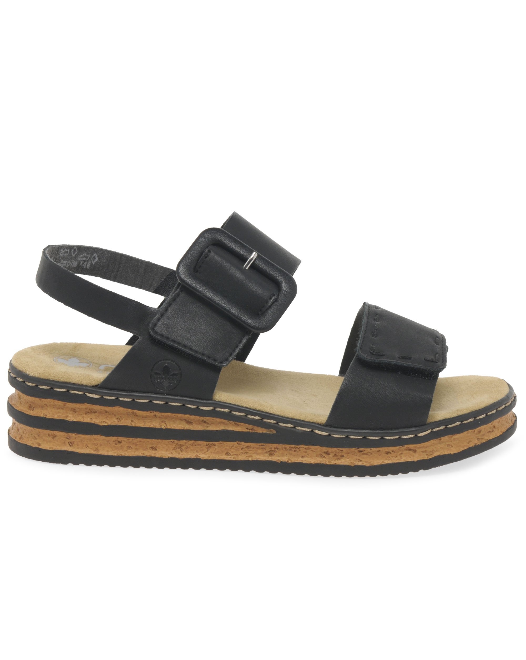 Rieker Page Womens Wedge Heel Sandals Black - Rieker - Size6