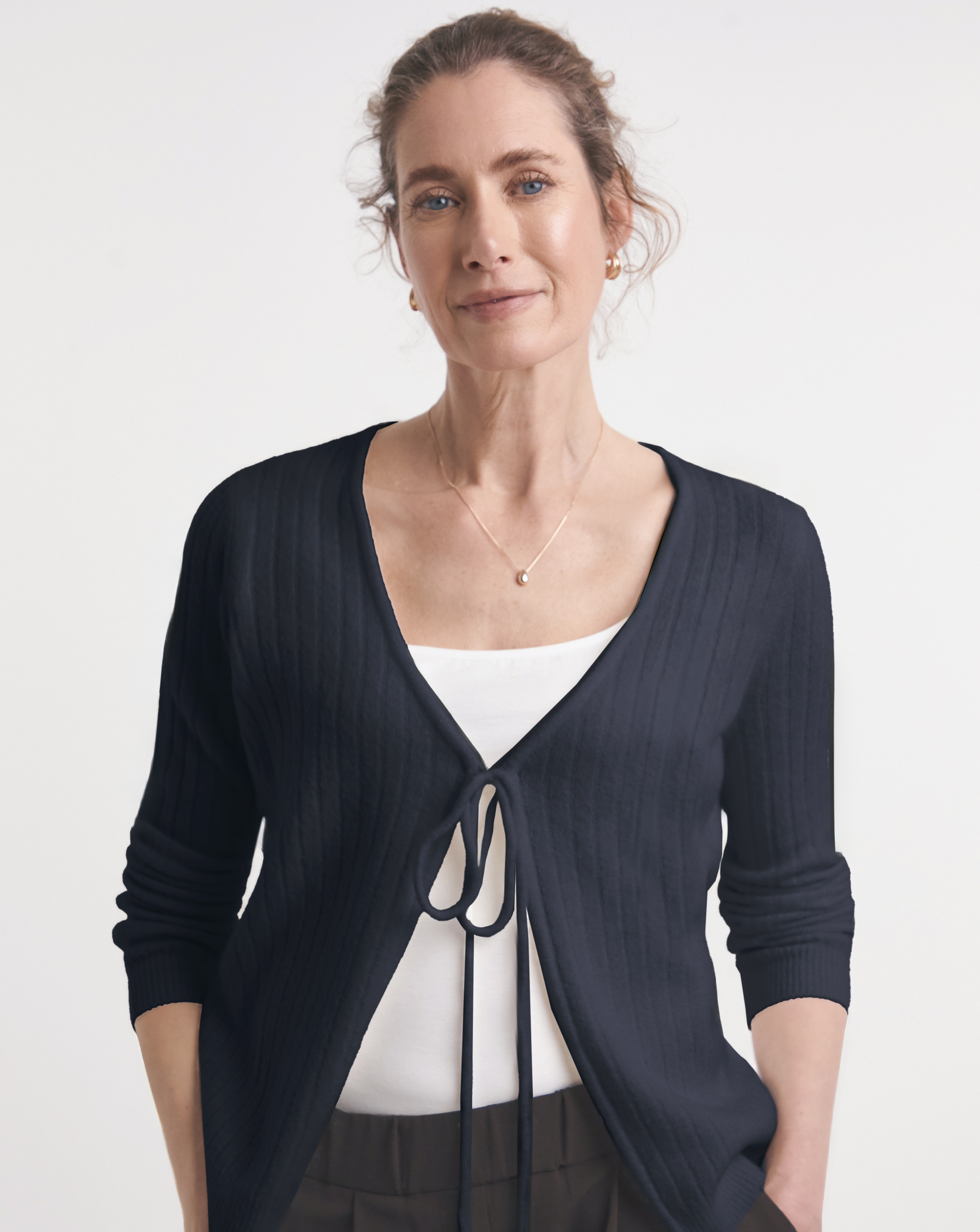 Ribbed Tie Front Cardigan