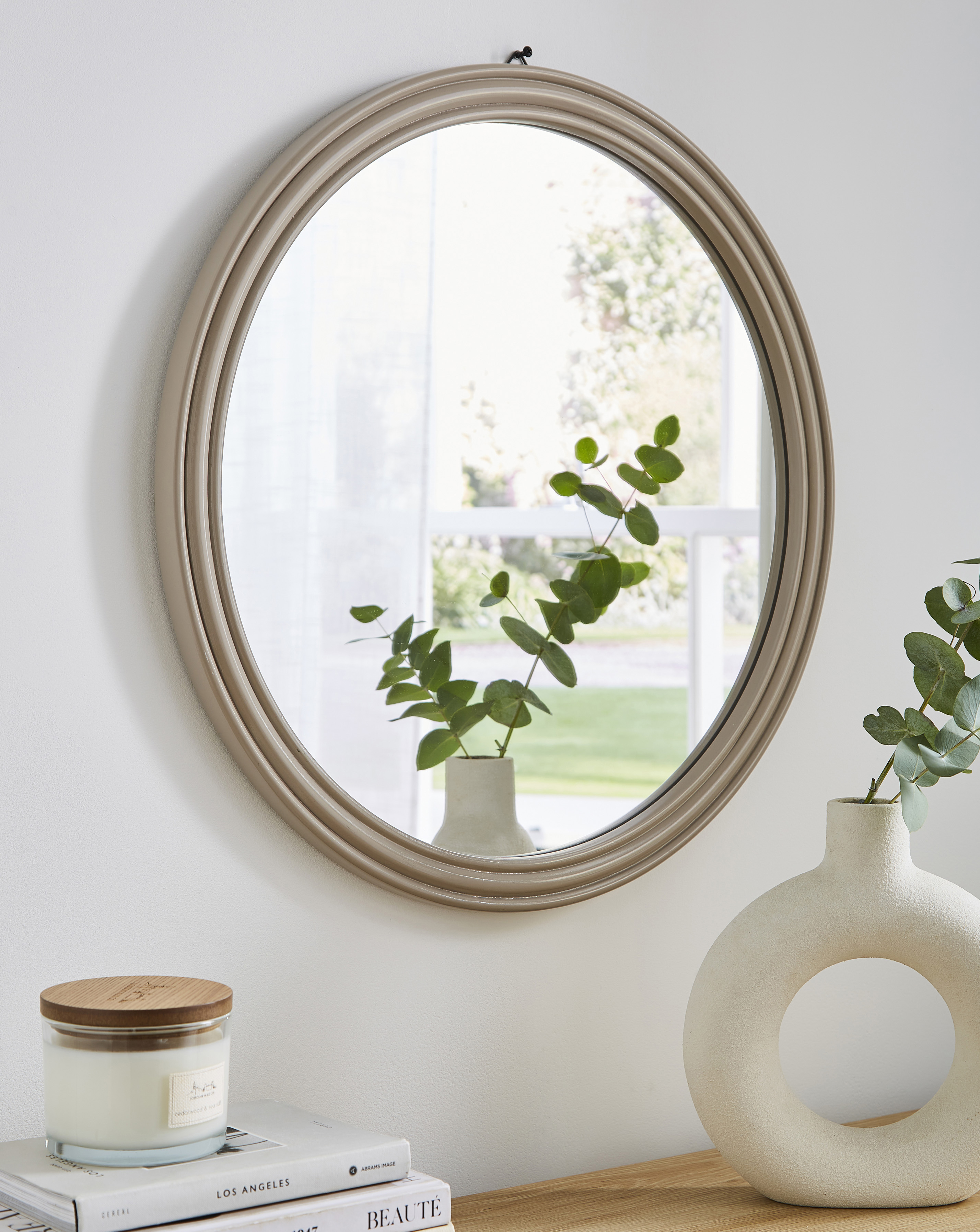 Round Grey Wall Mirror