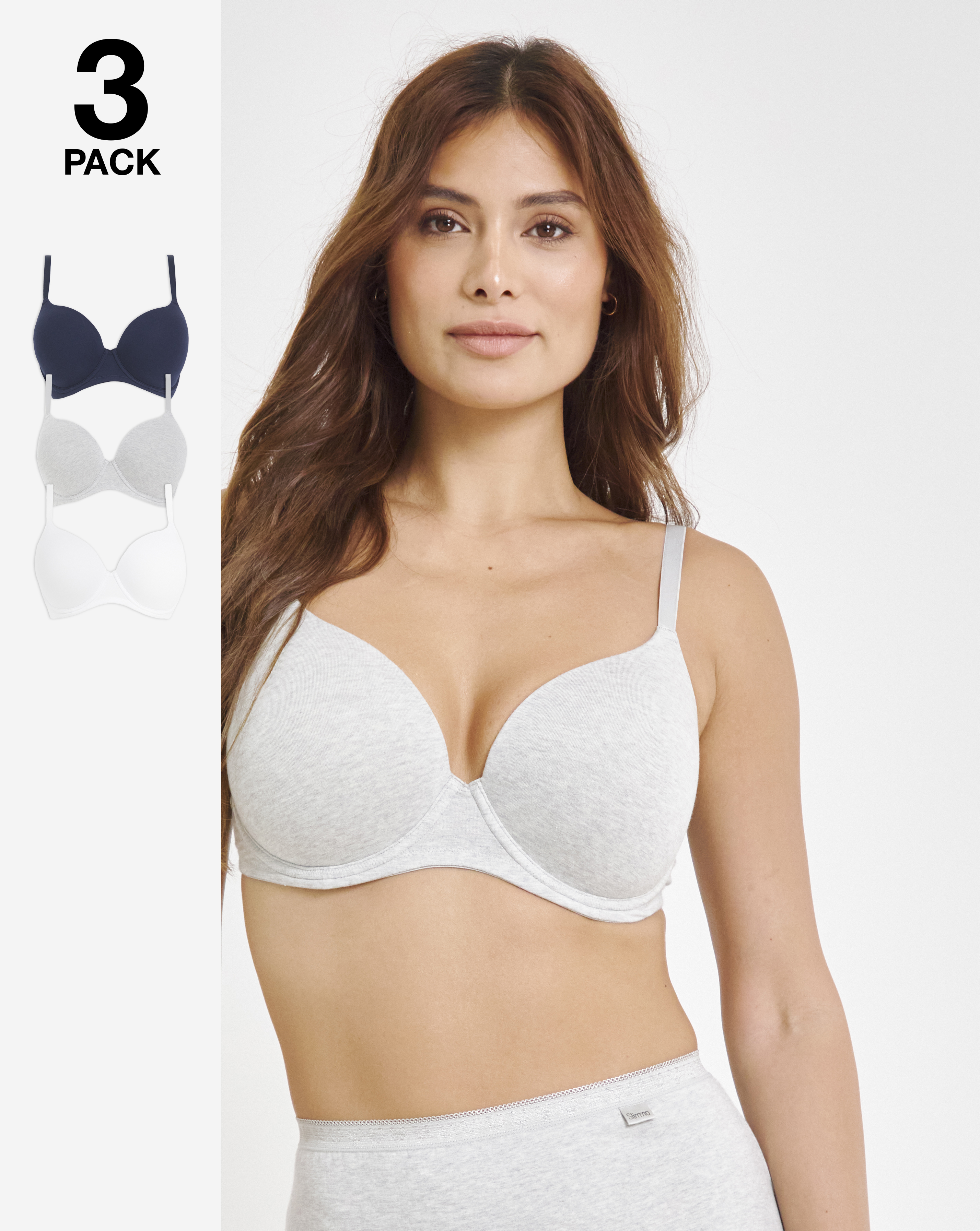 3 Pack Cotton T-Shirt Bras