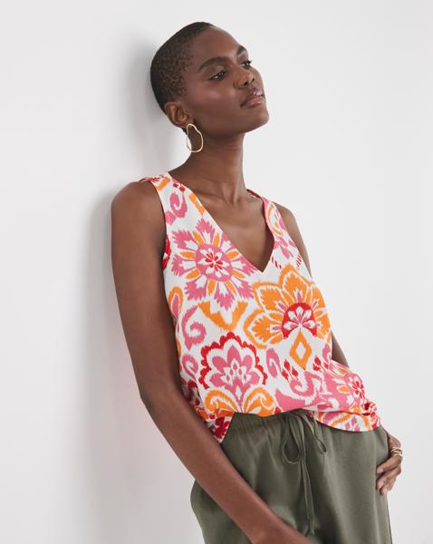 Printed V Neck Vest