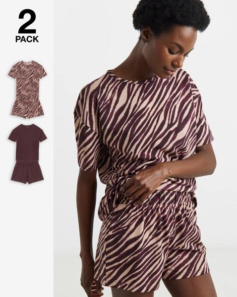 Simply Be 2 Pack AnimalPrint Shortie Set
