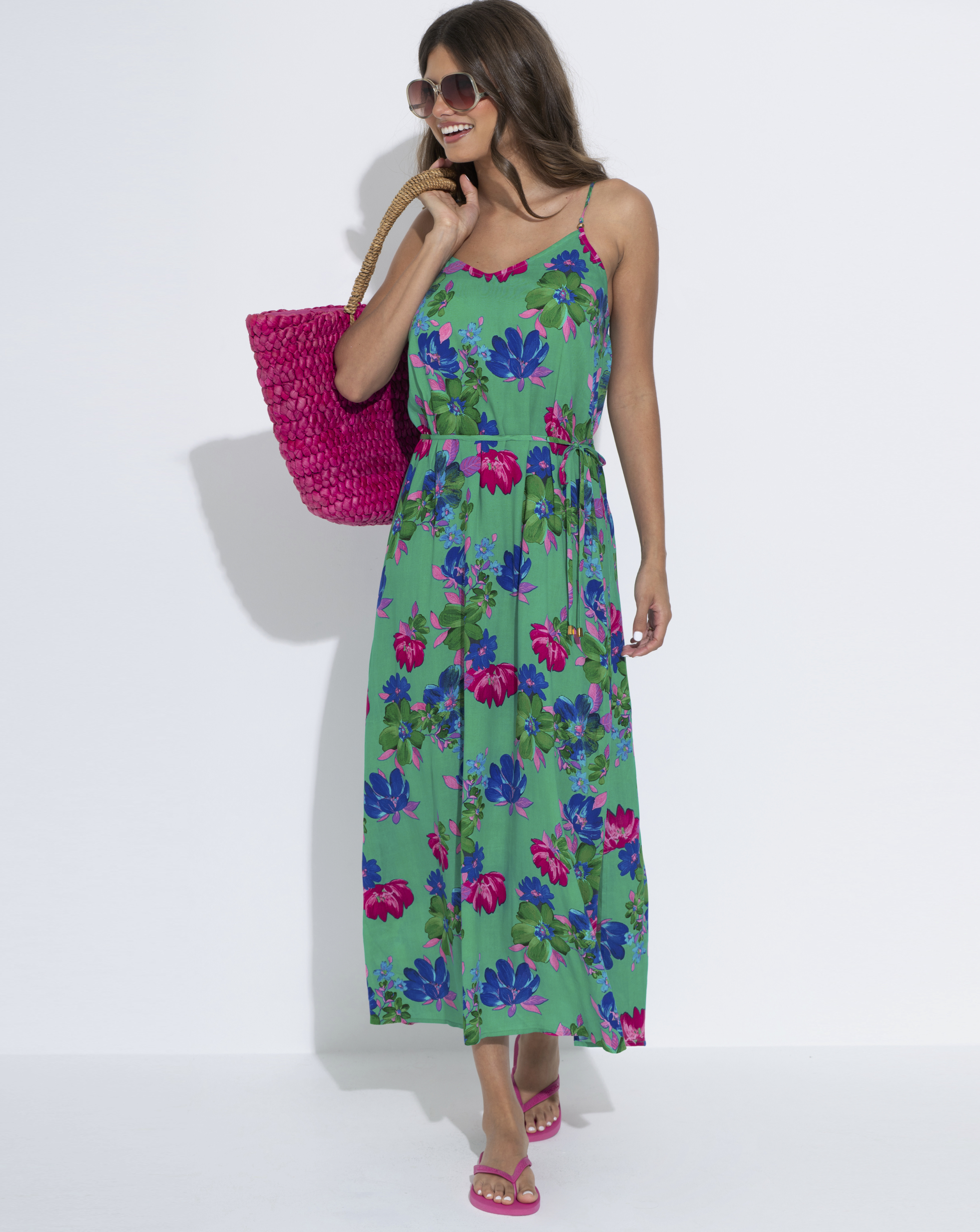 Melanie Sheer Belt Maxi Beach Dress