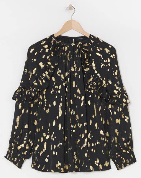 Satin Ruffle Detail Blouse