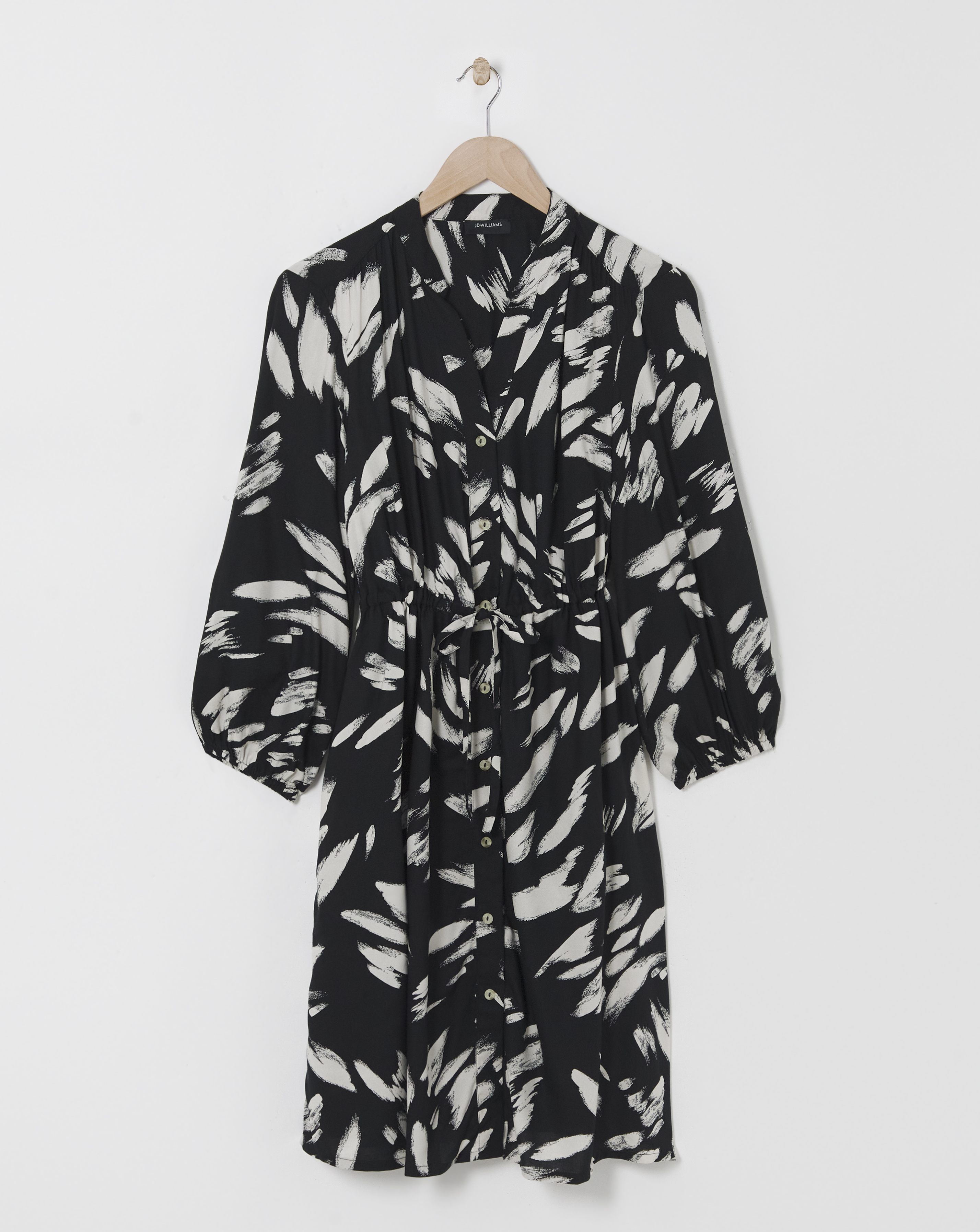 Viscose Twill Drawstring Shirt Dress
