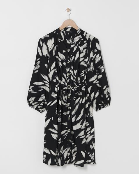 Viscose Twill Drawstring Shirt Dress