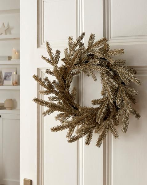 Champagne Glitter Fir Wreath 50cm