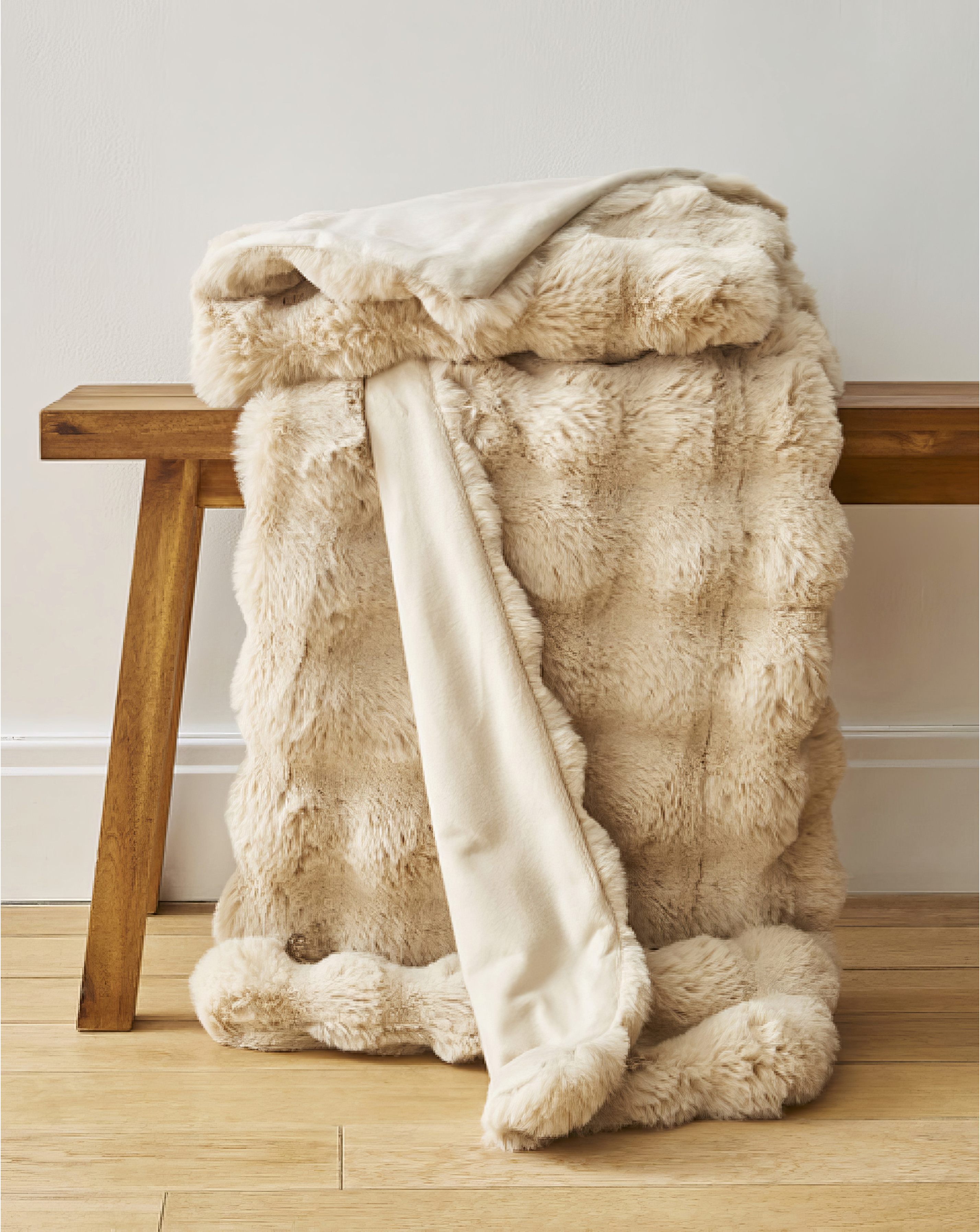 Bubble Faux Fur Throw - Natural