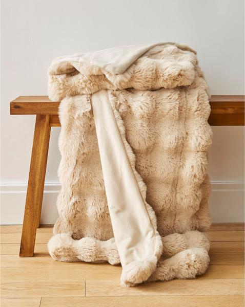 Bubble Faux Fur Throw - Natural