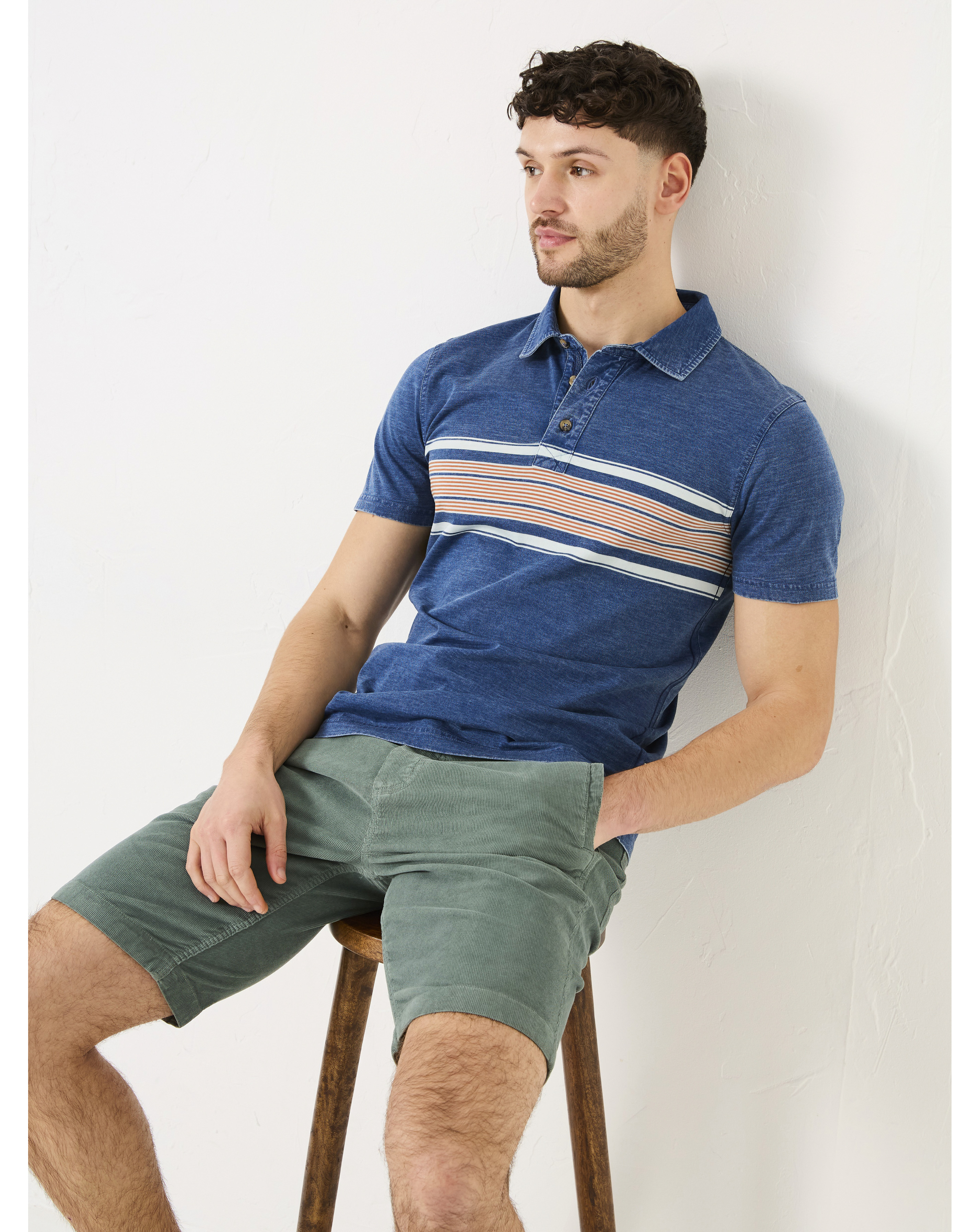 FatFace Chest Stripe Polo - Indigo Blue