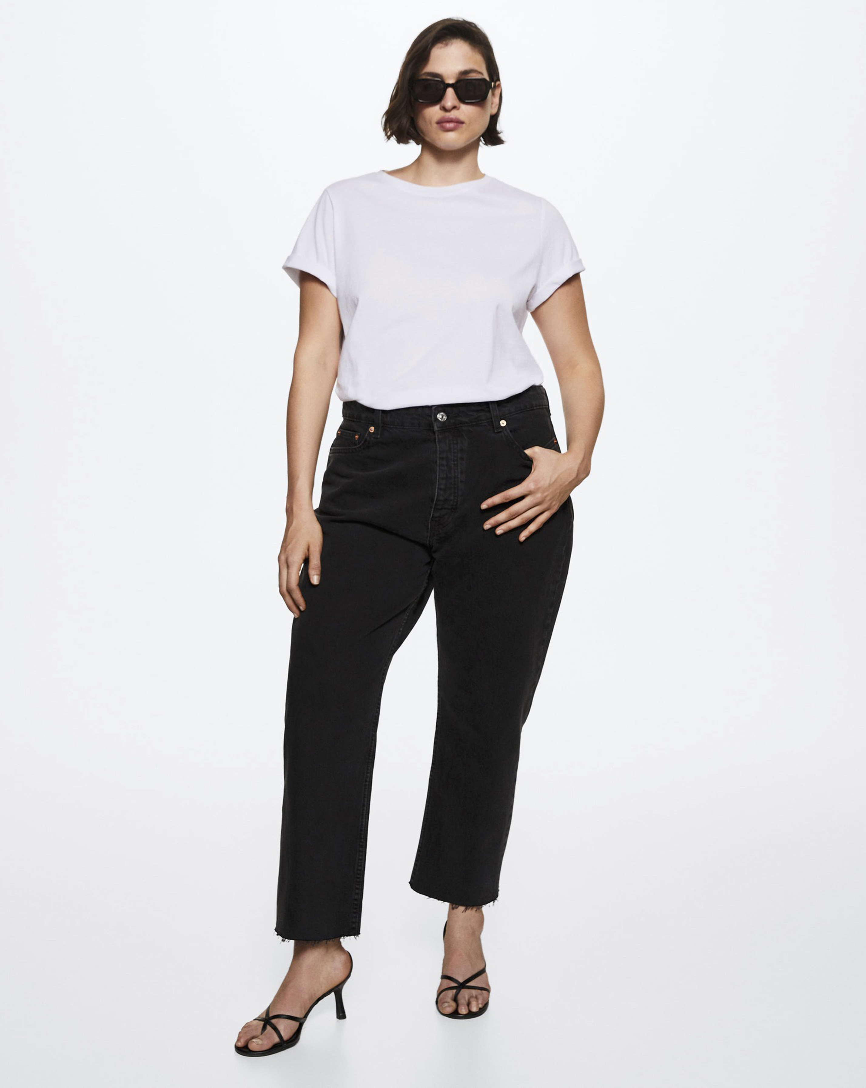 Mango High-waist Cropped Straight Jeans